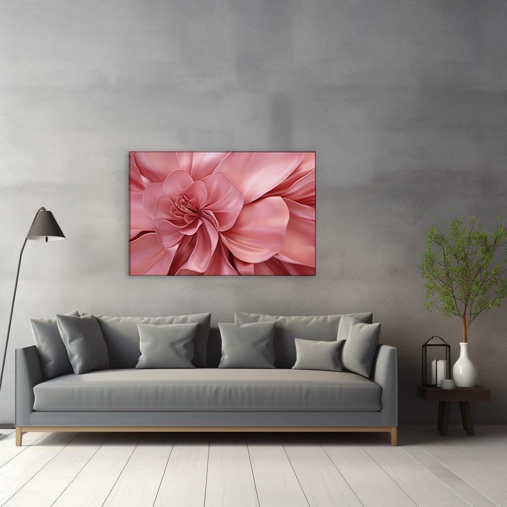 Canvas for Living room. Blossoming Romance: A Stunning Digital Creation of Pink Infatuation, 27 x 18 inch Canvas Wall Art - Contemporary Masterpieces - Zen Wall Decor - 69x46 cm (27x18 inch)