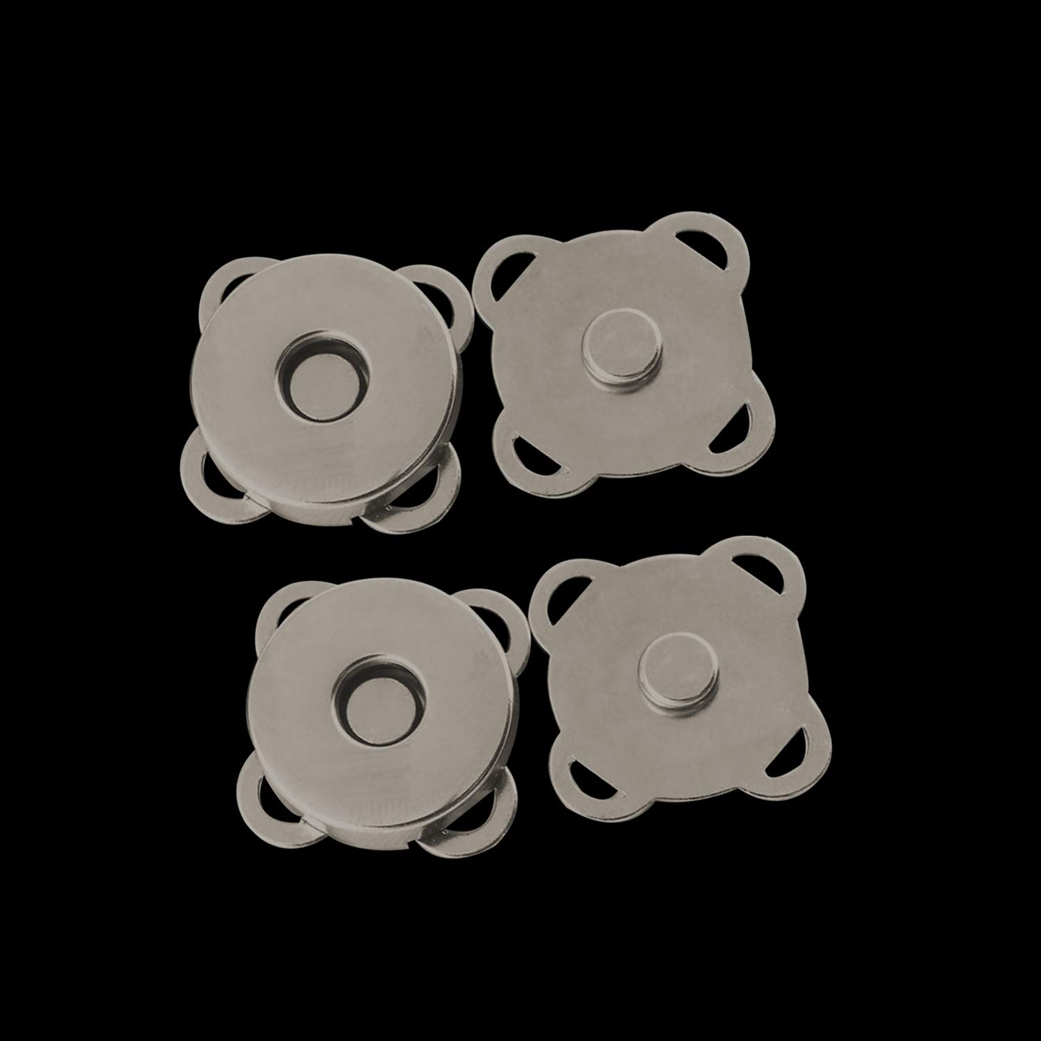 Lot de 2 fermoirs magnétiques en métal pour loisirs créatifs, sacs à main, manteaux en cuir, veste, sac à main (18 mm, argenté, 2 pièces) _ [Noir métallisé (14 mm)