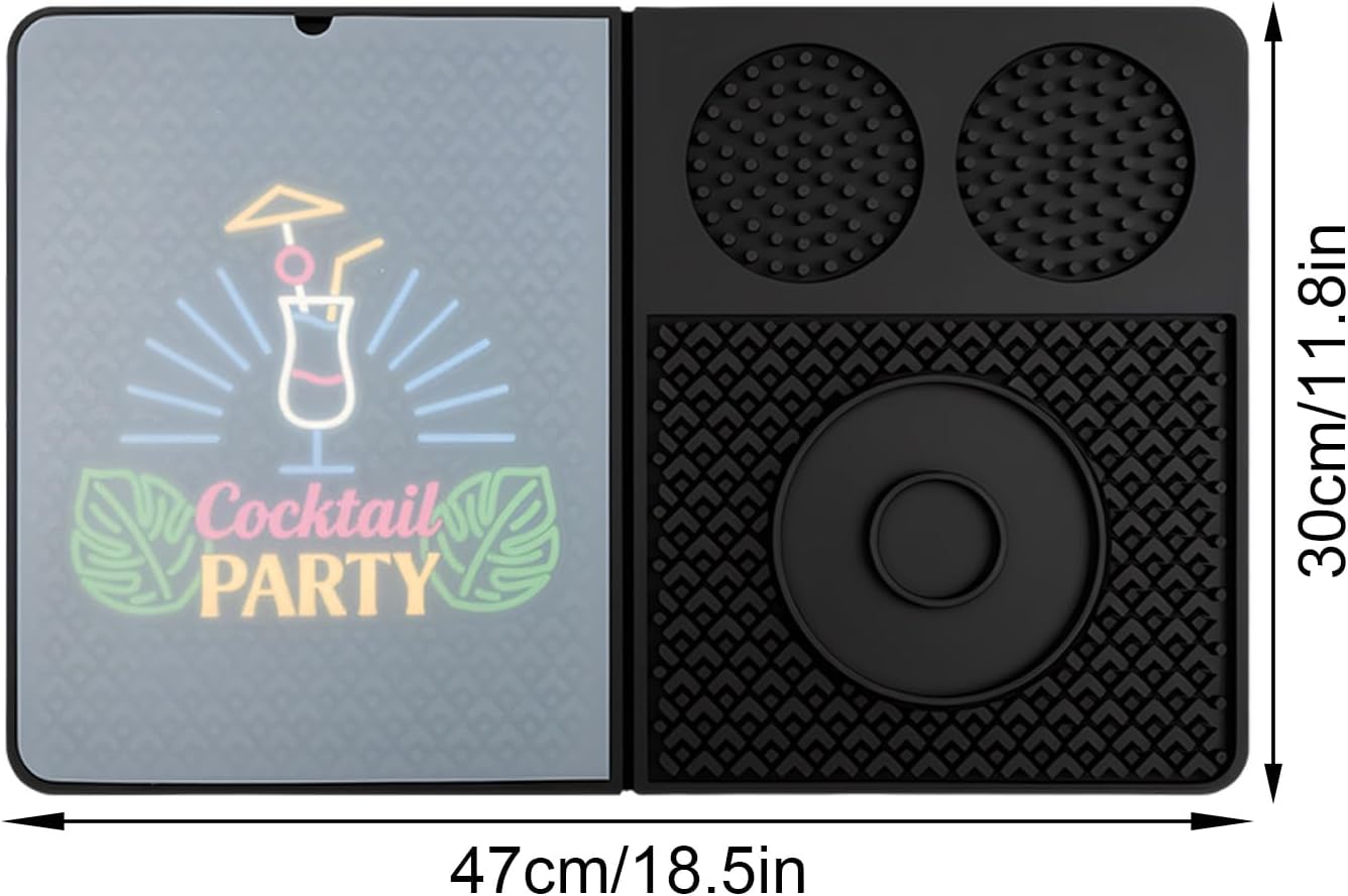 Drink Mat for Food Prep and Beverage Serving, Machine Washable Stable Cocktail Station