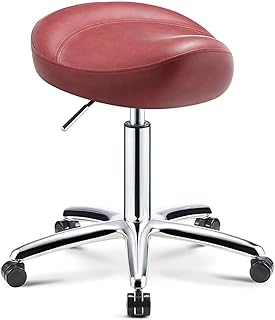Swivel Stool Chair Height Adjustable Saddle Stool Massage Rolling Work Chair 360° Rotate Height Adjustable, Adjustable Hydraulic Stool on Wheels for Beauty Salon Massage Dental Clinic Home Office Use