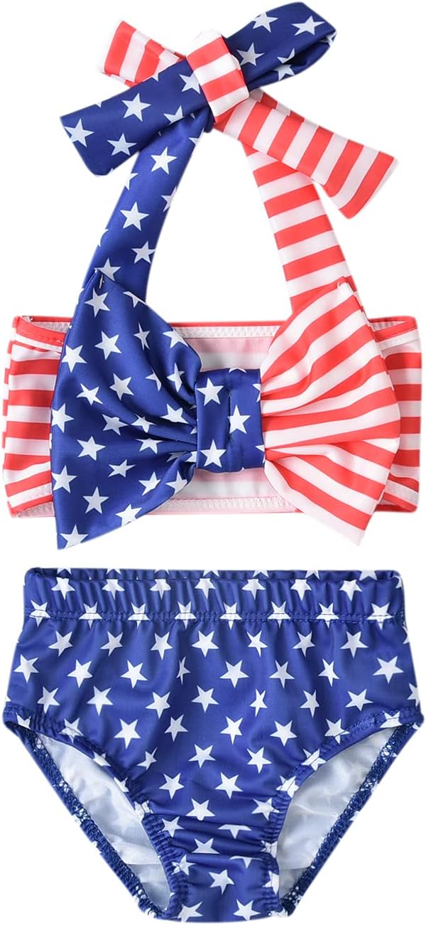 Baby Girl Bathing Suit, Toddler Girls Two Piece Swimsuit Halter Top Bikini Bottoms Swimming Suit