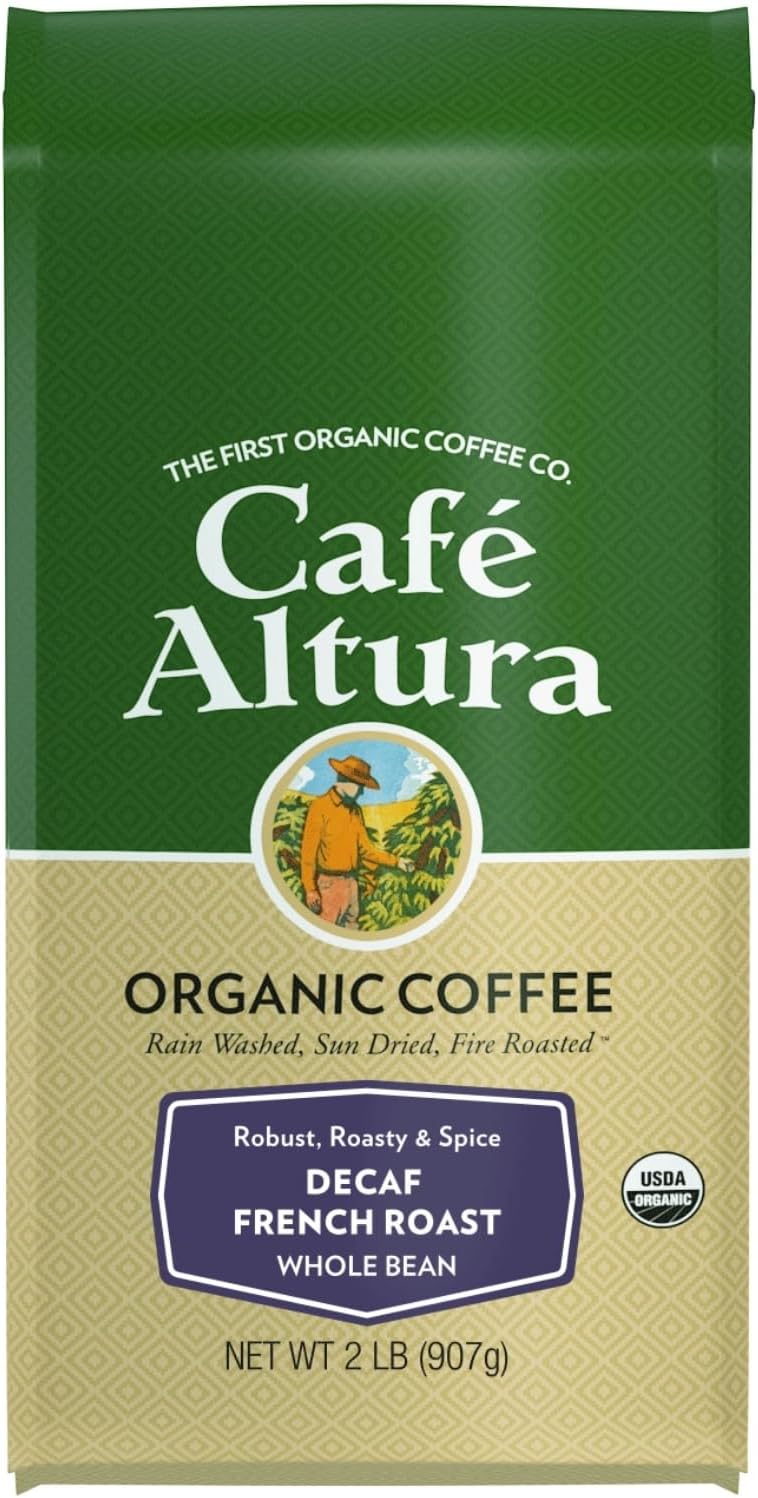 Cafe Altura Whole Bean Organic Coffee, French Roast Decaf, 2 lb Bag