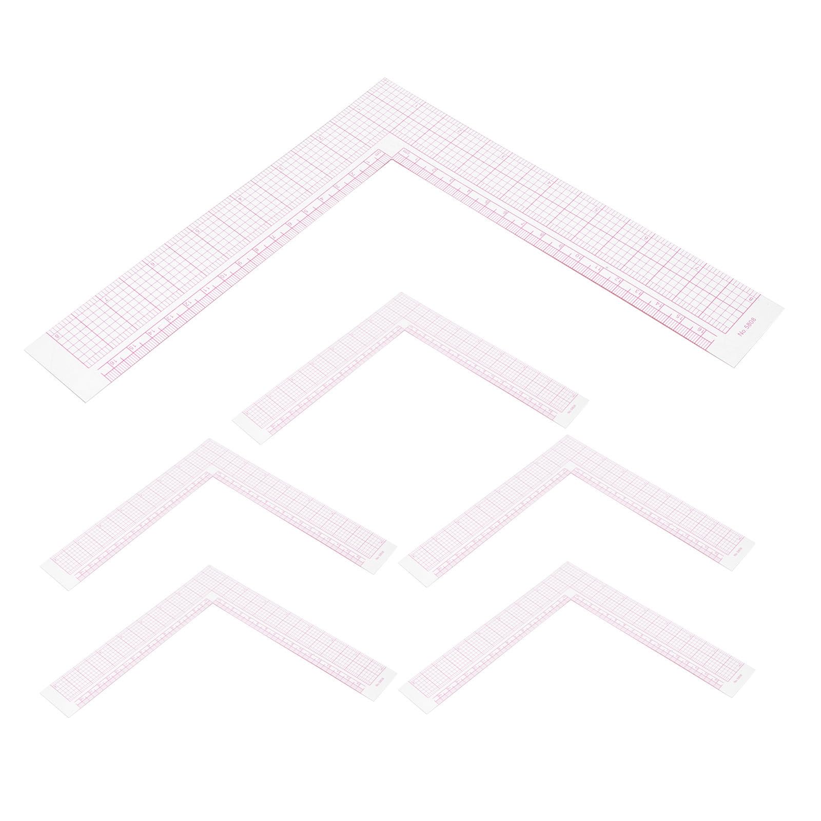 SEWACC 30 Piezas Regla de Costura en Forma de L para Medir Escala Interior Transparente, Ligera y Precisa, Herramienta Adecuado para Confección de Patrones en Moda y Hogar