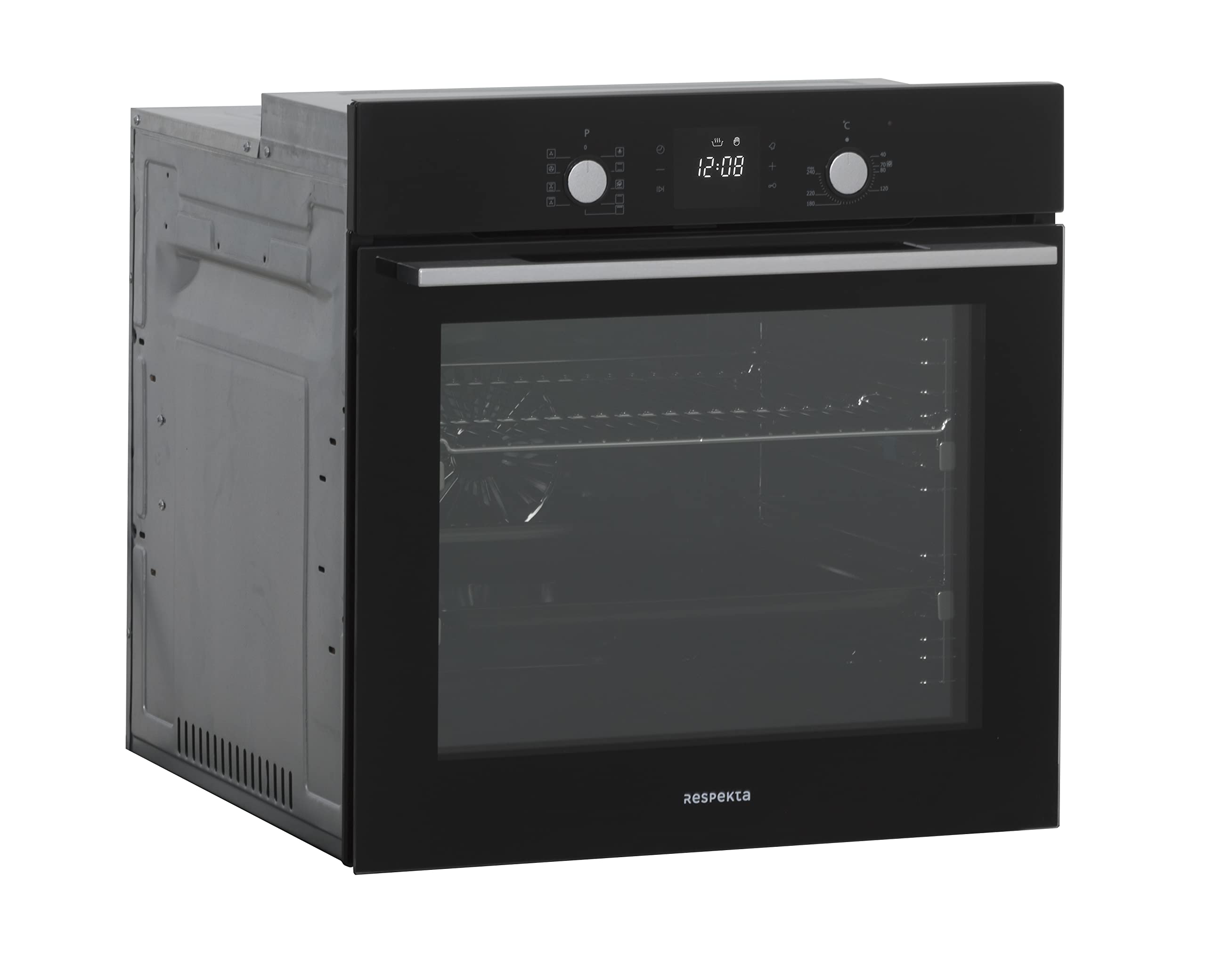 Respekta Einbaubackofen autark / 8 Beheizungsarten / 80 Liter Garraum/LED Timer mit Touch Control/Dampfreinigung/Dreifachverglaste Tür/Energieeffizienzklasse A / AB700-33