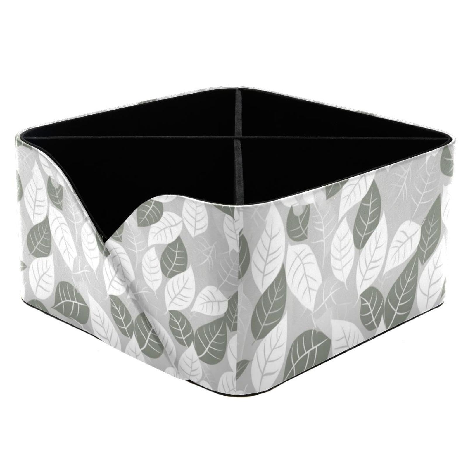 Porte-stylos rectangulaire à motif feuilles blanches pour ranger sa table
