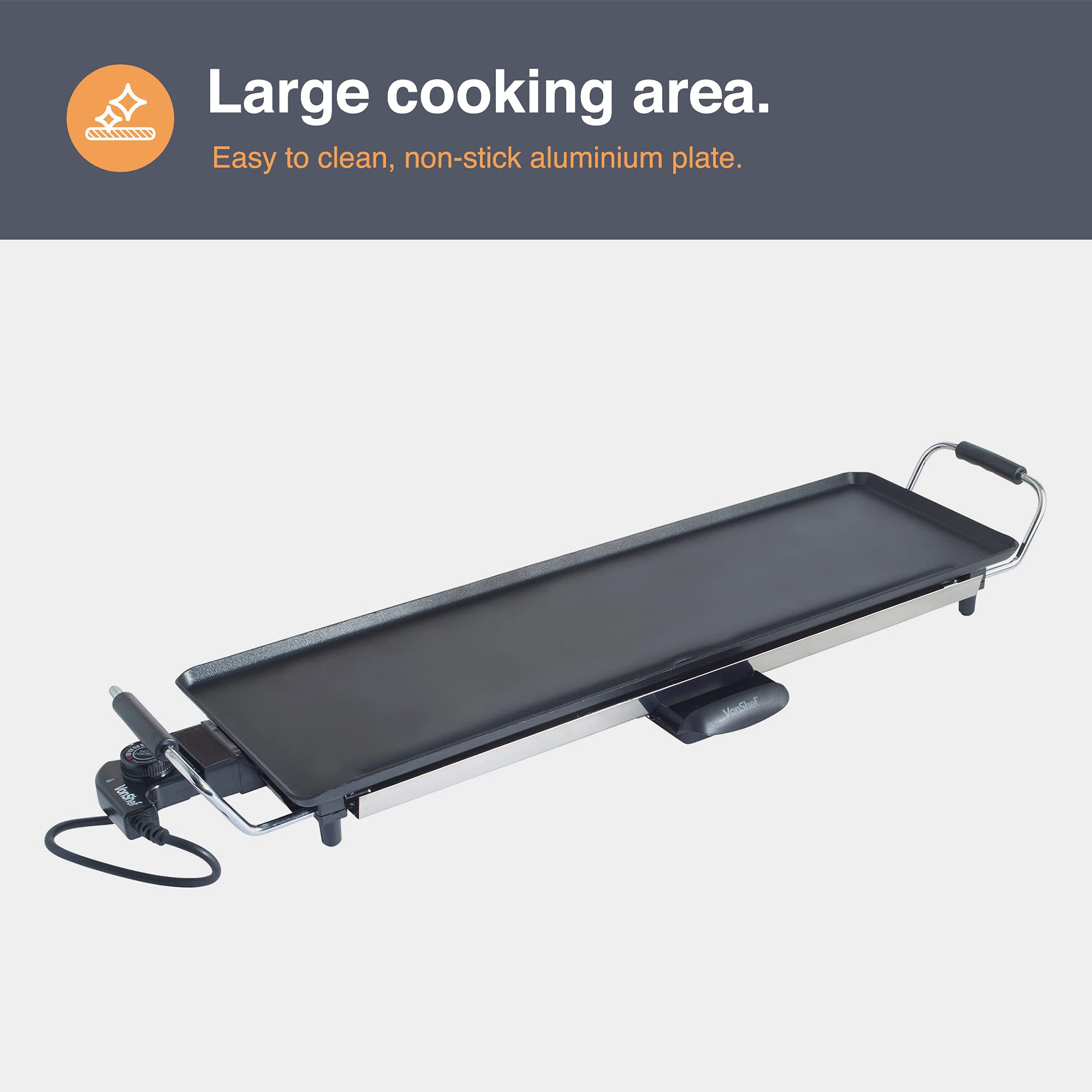 VonShef XL Teppanyaki Grill 2000W Electric, Multipurpose, Easy Clean