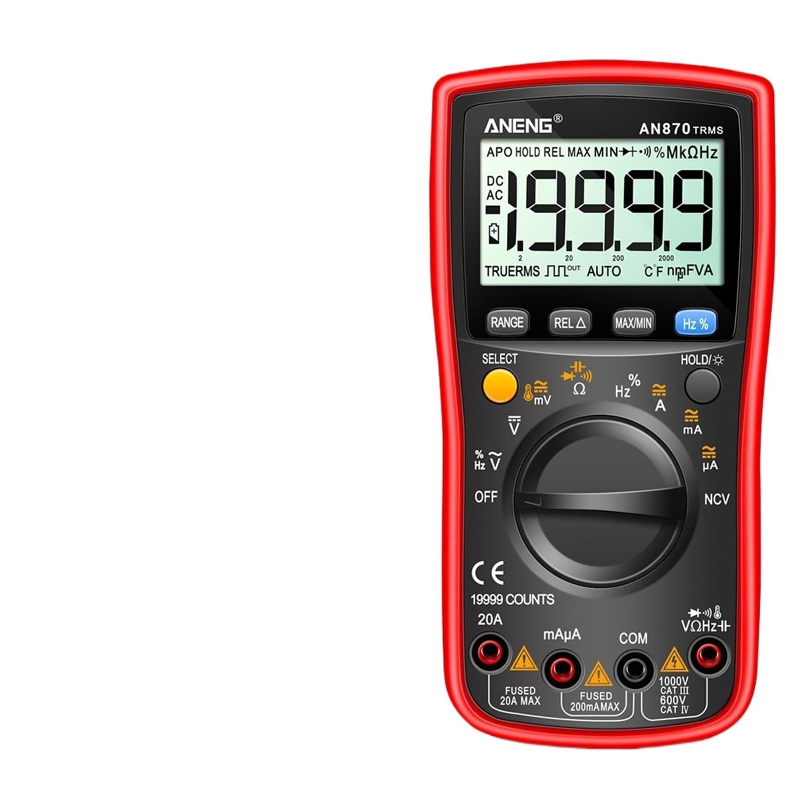 AN870 profesjonalny multimetr cyfrowy 19999 punktów True RMS AC/DC Napięcie prądu NCV tranzystor precyzyjny automatyczny tester zakresu (AN870 Green Pro)