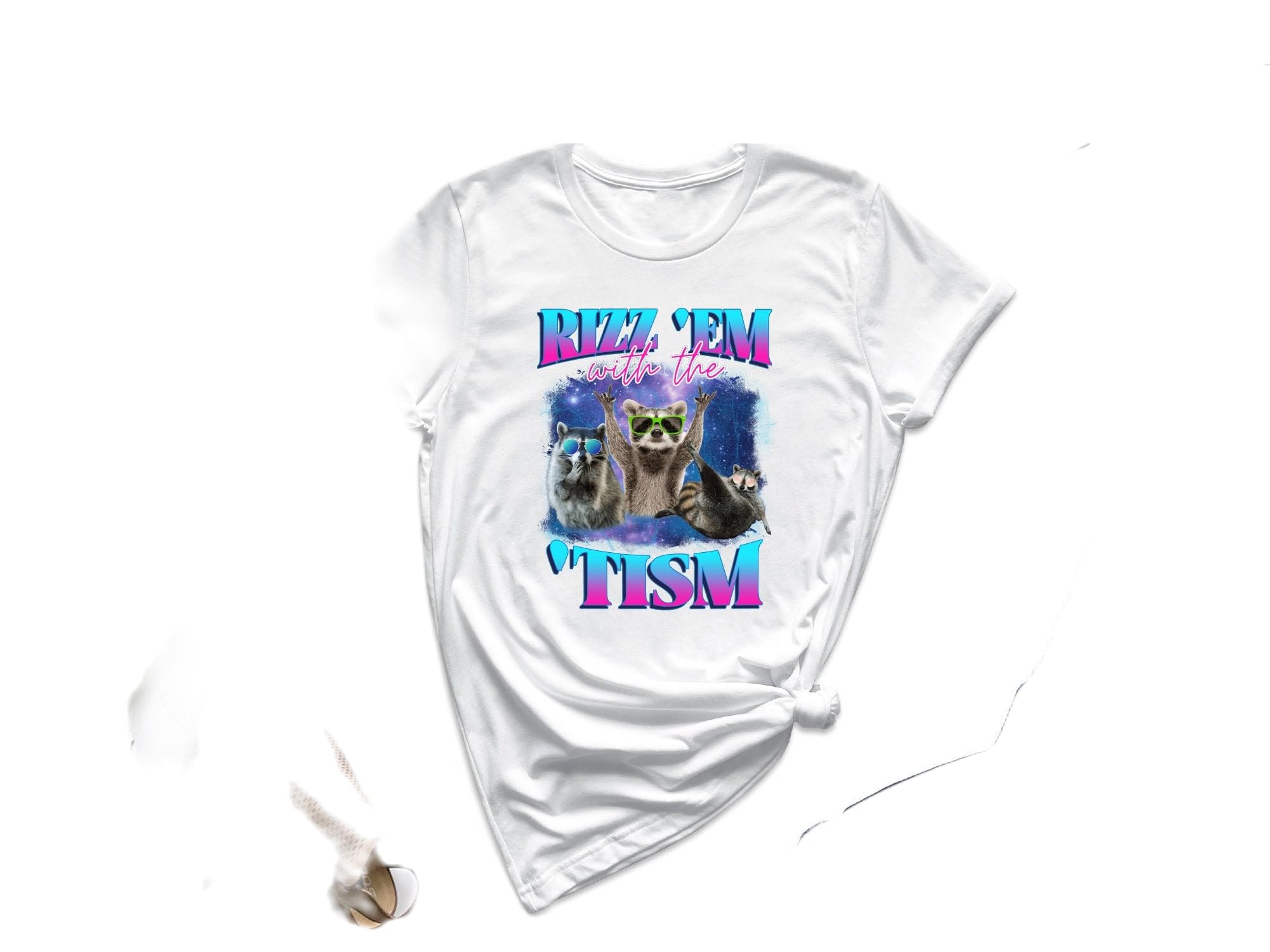 Rizz Em With The Tism Shirt Special Education Shirt Special Needs Mom Gift Raccoons Autism Shirt Neurodiversitys Shirt Raccoons Meme Shirt - Size 4XL