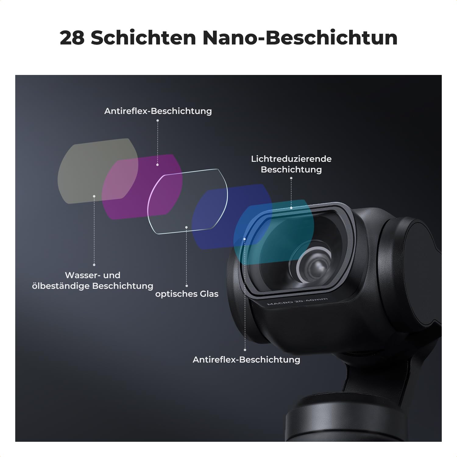 K&F CONCEPT kompatibel mit DJI Osmo Pocket 3/4, 10X Vergrößerung Objektiv für Makrofotografie Nahaufnahme HD Makro-Fotografie-Objektiv, Osmo Pocket 3 Zubehör, Osmo Pocket 4 Zubehör