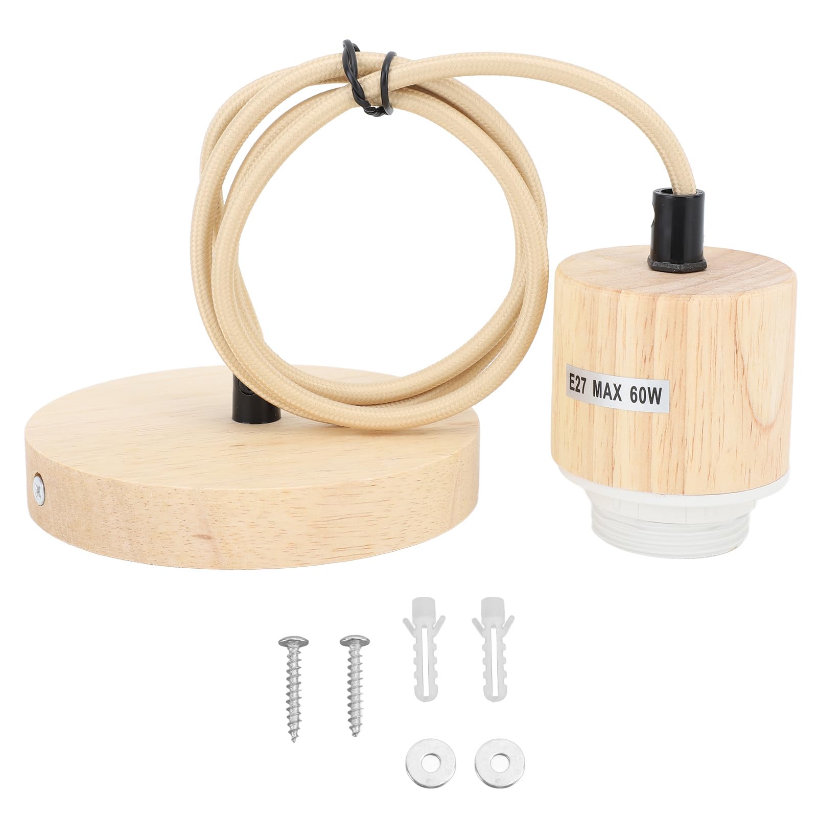 Yosoo Health Gear Ceiling Pendant Light Fitting, E27 Vintage Antique Wooden Pendant Light Fitting Lamp Holder - Image 2