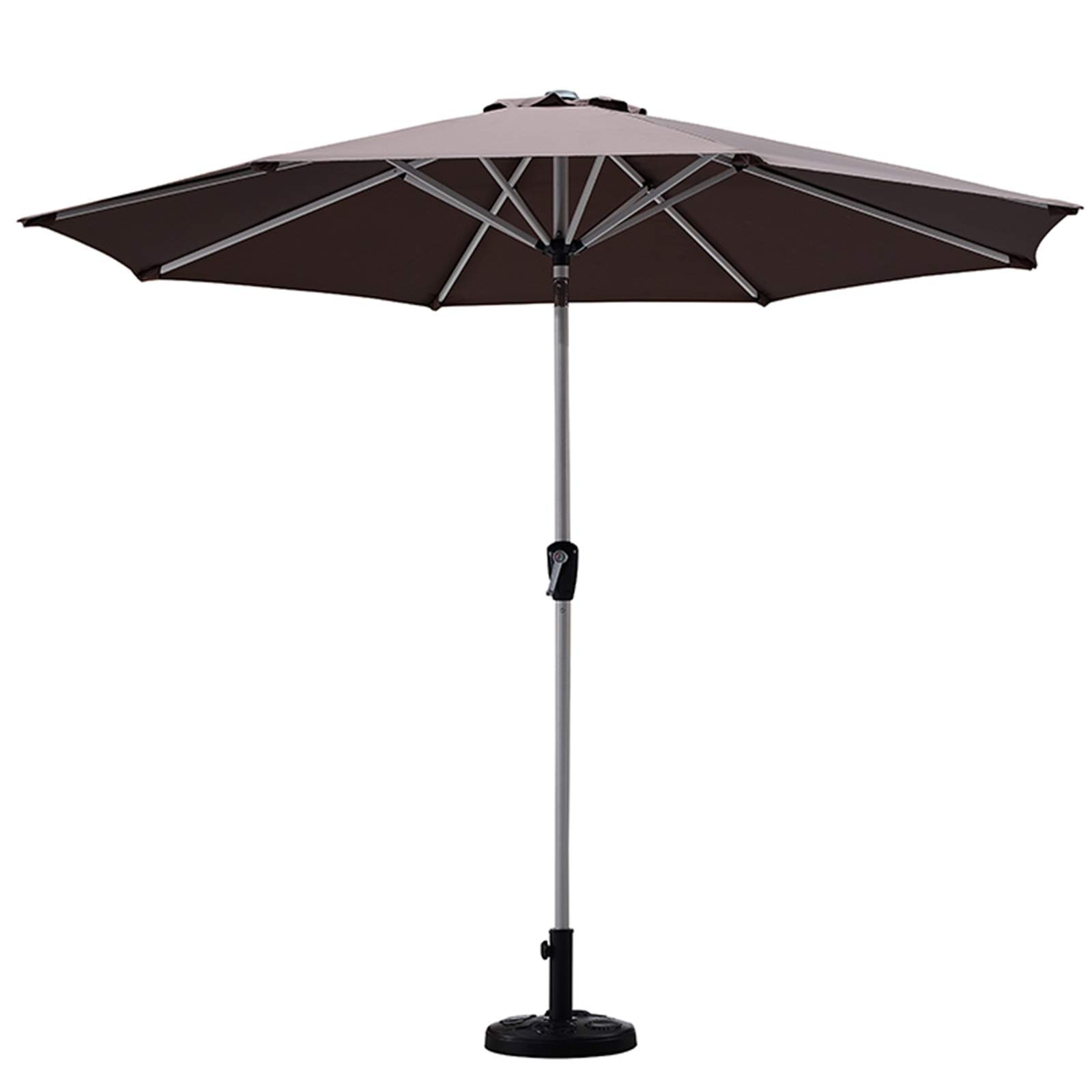 Sombrilla marrón de 2.7m con base de 12.5kg para terrazas y balcones 8