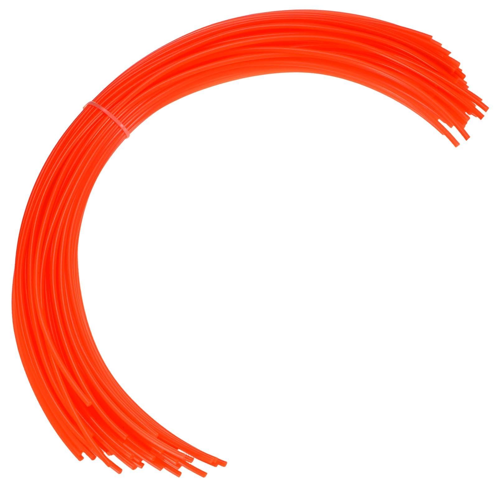 M METERXITY 60-Pack Pre-Cut Trimmer Line, 0.157"x21.26" Round Nylon String for S-ENIX, B-ILT, 58620, Replacement Line for Universal Walk Behind Mower/Hand-held Lawn Mowers [Red]