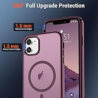 Vista 1453 de SUPFINE Funda magnética para iPhone 11 (compatible con MagSafe) (protección contra caídas de grado militar), translúcida mate a prueba de golpes