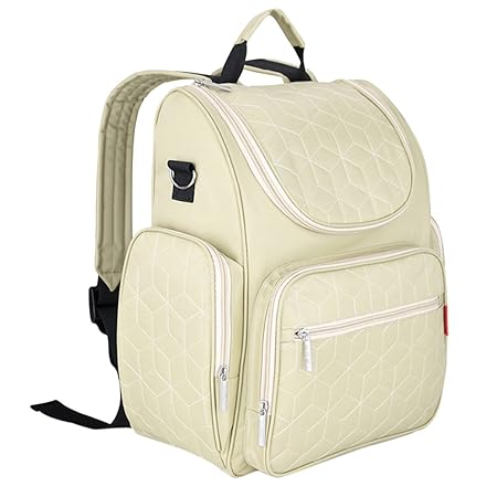 Magideal Mummy Bag Baby Nappy Bottle Packsack Rucksack Waterproof Tote Handbag Ivory