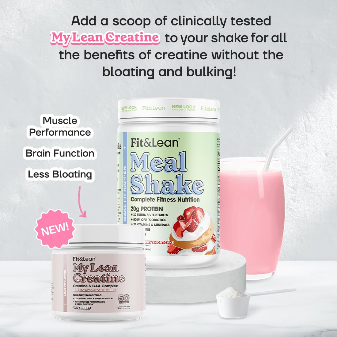 Fit & Lean Meal Shake, Meal Replacement, Protein, Fiber, Probiotics, Strawberry Shortcake, 1lb, 10 Serv — Amazon image 6