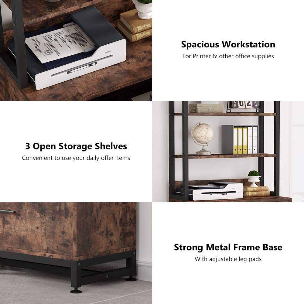 Tribesigns 2 Drawer Vertical File with Lock & Bookshelf, Letter