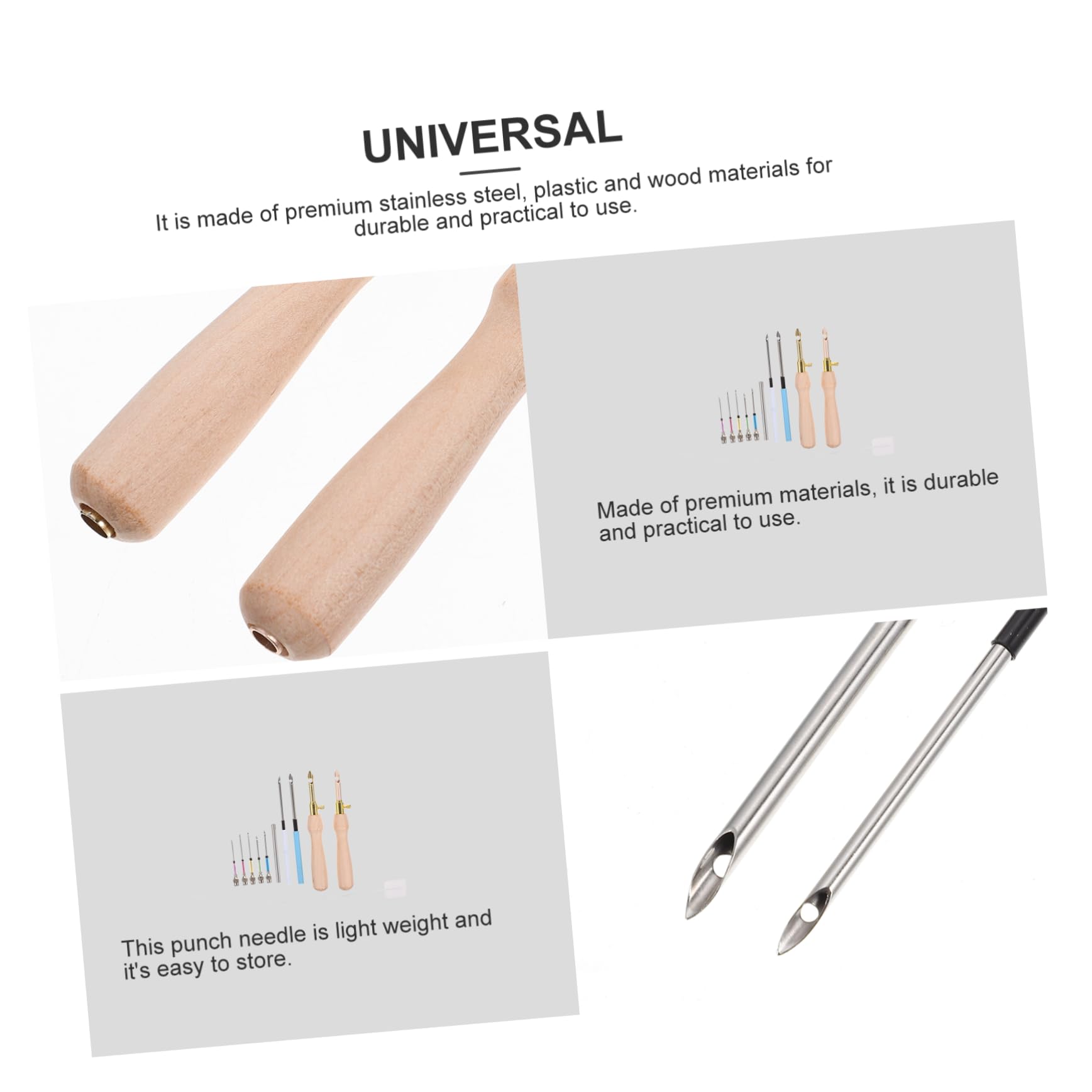 Operitacx 5juegos Kit De Agujas De Punzón Para Bordado Herramienta De Bordado Mango De Madera Para Manualidades y Decoraciones