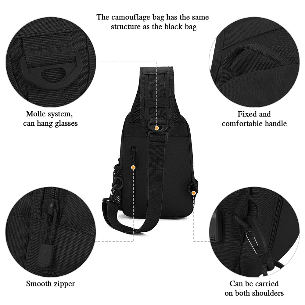 Sac Bandoulière Homme Tactique Sacoche Poitrine Militaire avec Poches Multiples Anti-Vol