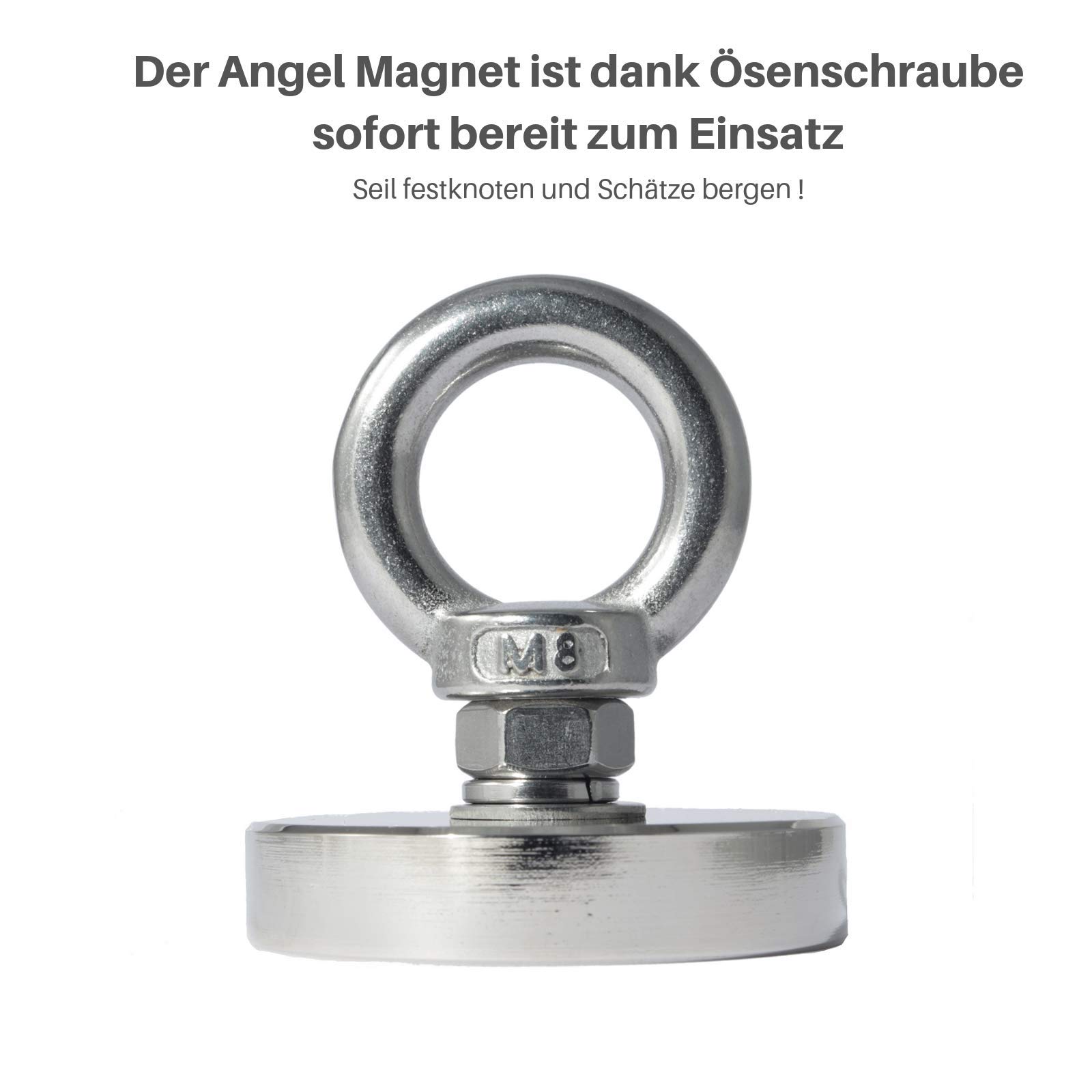 PowerHook Neodym-Magnet 120 Kg Zugkraft – 48 Mm Angelmagnet Set Mit 20 M Seil, Karabiner & Handschuhen, Fürs Magnetfischen