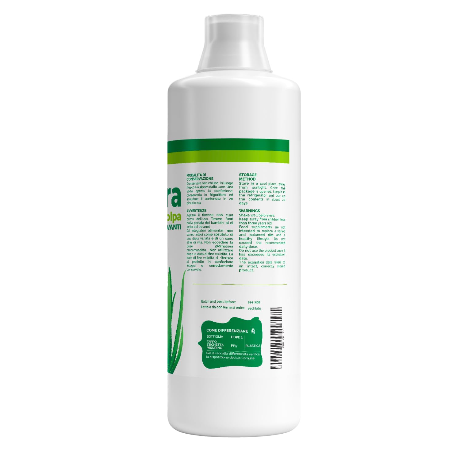 Vonderweid - Puro Succo di Aloe Vera Italiana Biologica | Integratore Alimentare Depurativo Digestivo Lenitivo e Nutriente con Aloe Vera da Bere | Non Filtrato | Made in Italy | 1000 mL