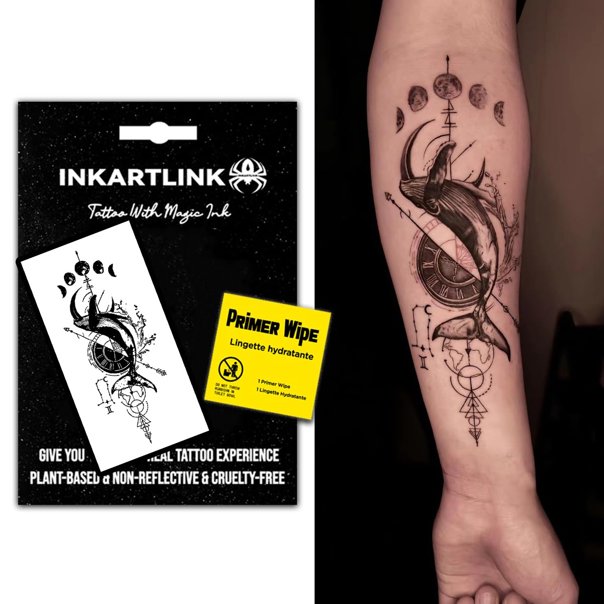 Amazon.com : INKARTLINK The Whale Temporary Tattoos, Realistic
