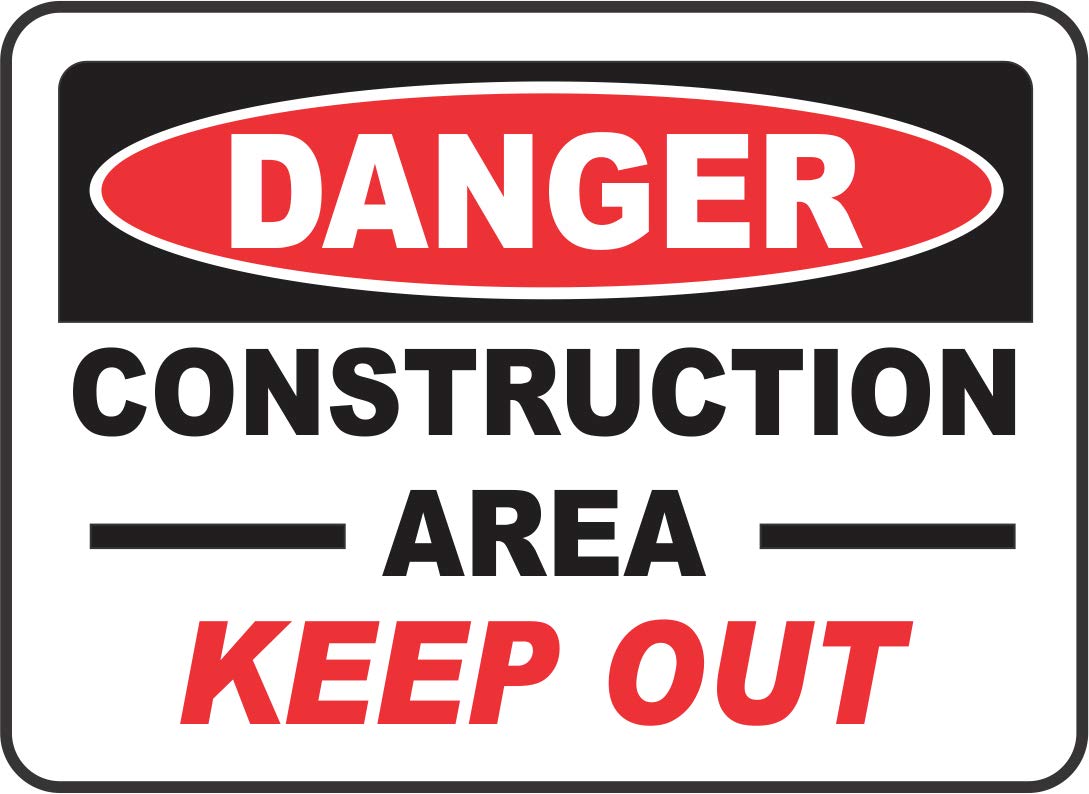 INDIGOS UG - Pegatinas - Seguridad - Advertencia - Construction Area Keep Out Sign 914mmx1219mm - Decal for Office - Oficina - Empresa - Escuela