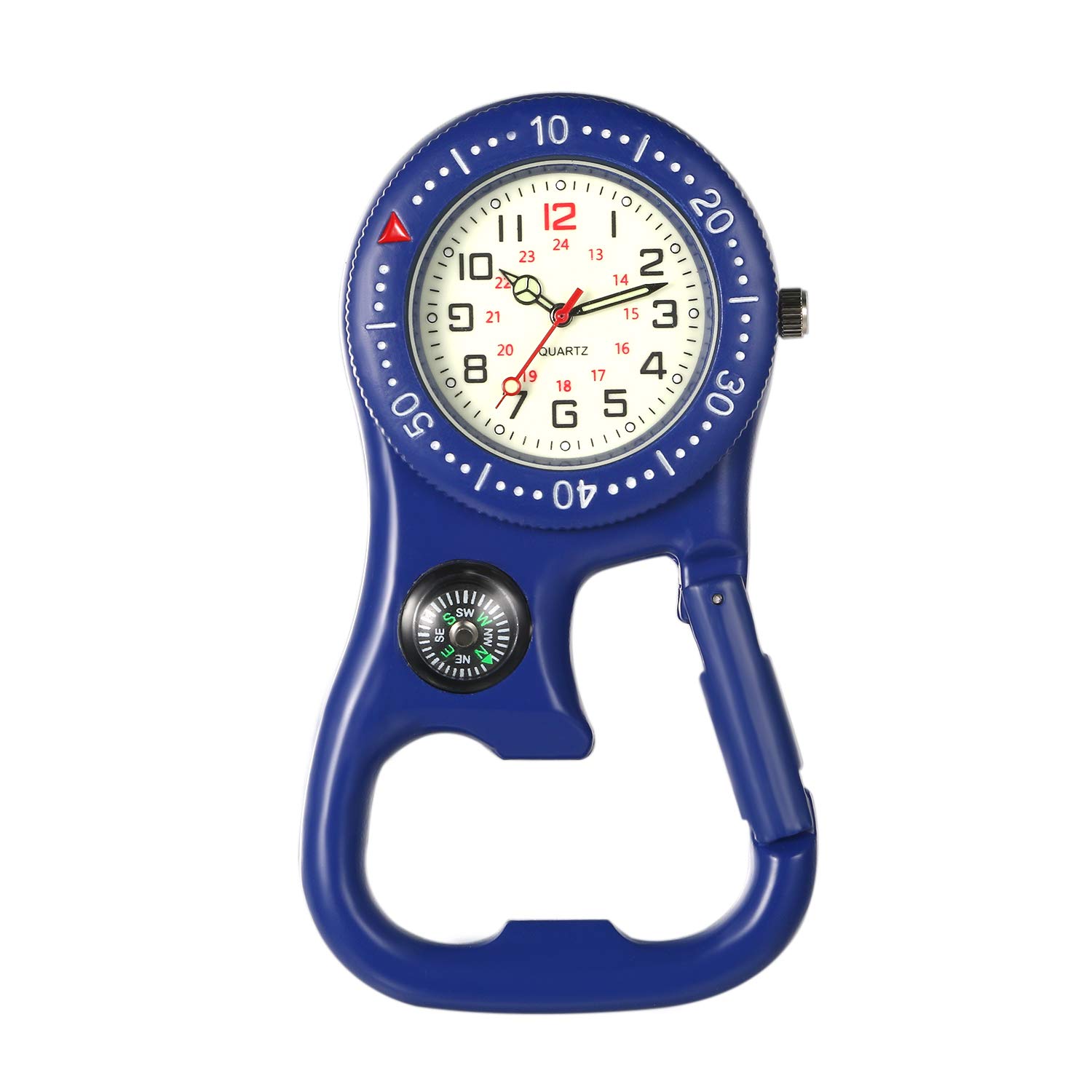 JewelryWe Men Women Clip-on Quarzt Watch Backpack Fob Belt Watch Glow in The Dark Pocket Watch for Rock Climbing Doctors Nurses Outdoor Activities Xmas Christmas