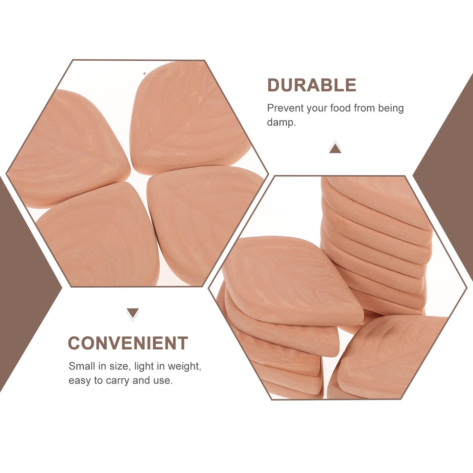 Absorbentes de humedad para alimentos en cocina, 20 deshumidificadores de cerámica roja en forma de hoja, paquete reutilizable para snacks