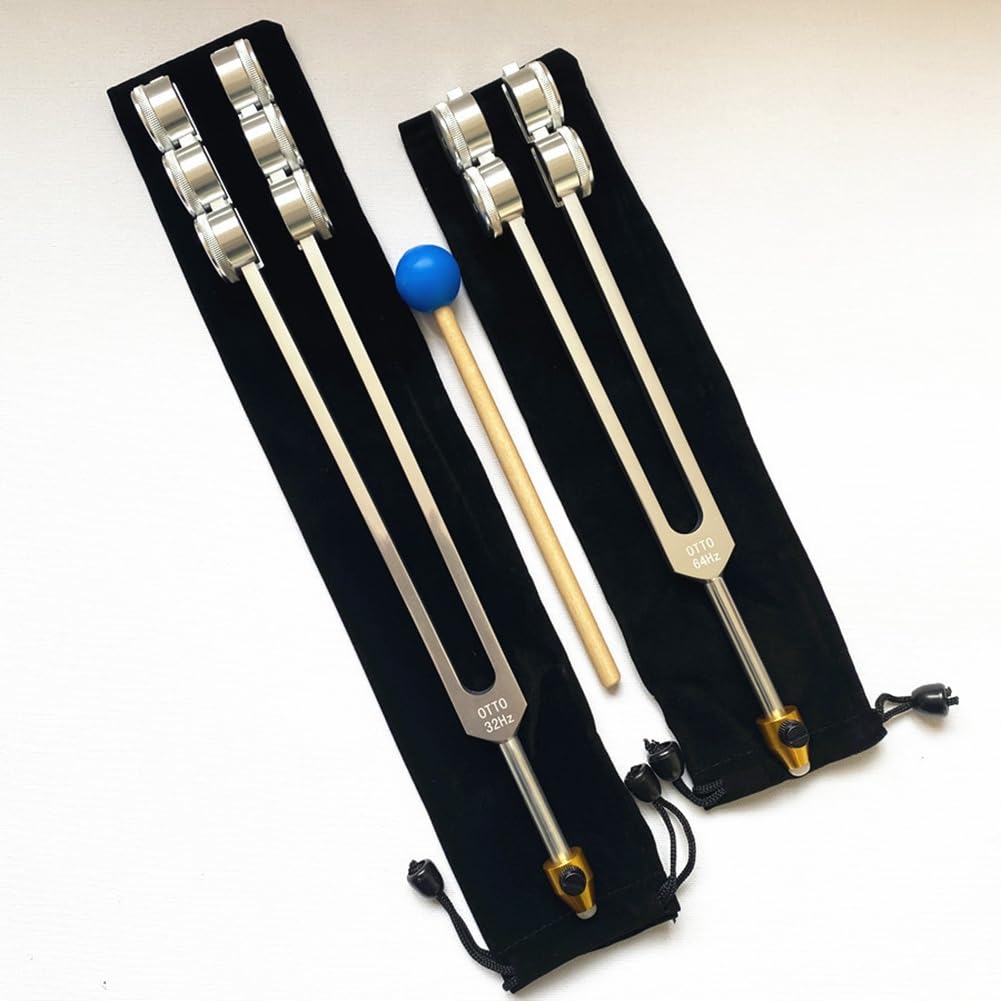 Herramienta de DiapasóN de Aluminio de 64 HZ con Martillo, Herramienta de Cuidado de para Terapia de DiagnóStico de VibracióN y Sonido Curativo
