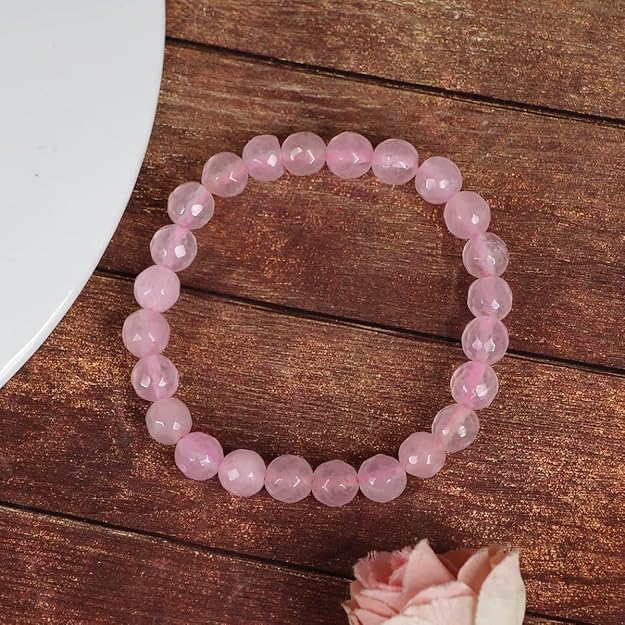 Image of Reiki Crystal Products Certified Natural Crystal Stone 8 mm Diamond Cut /Faceted Beads Bracelet for Men & Women | Reiki Charged Gemstone Bracelet | Multiple Crystal Variants Available