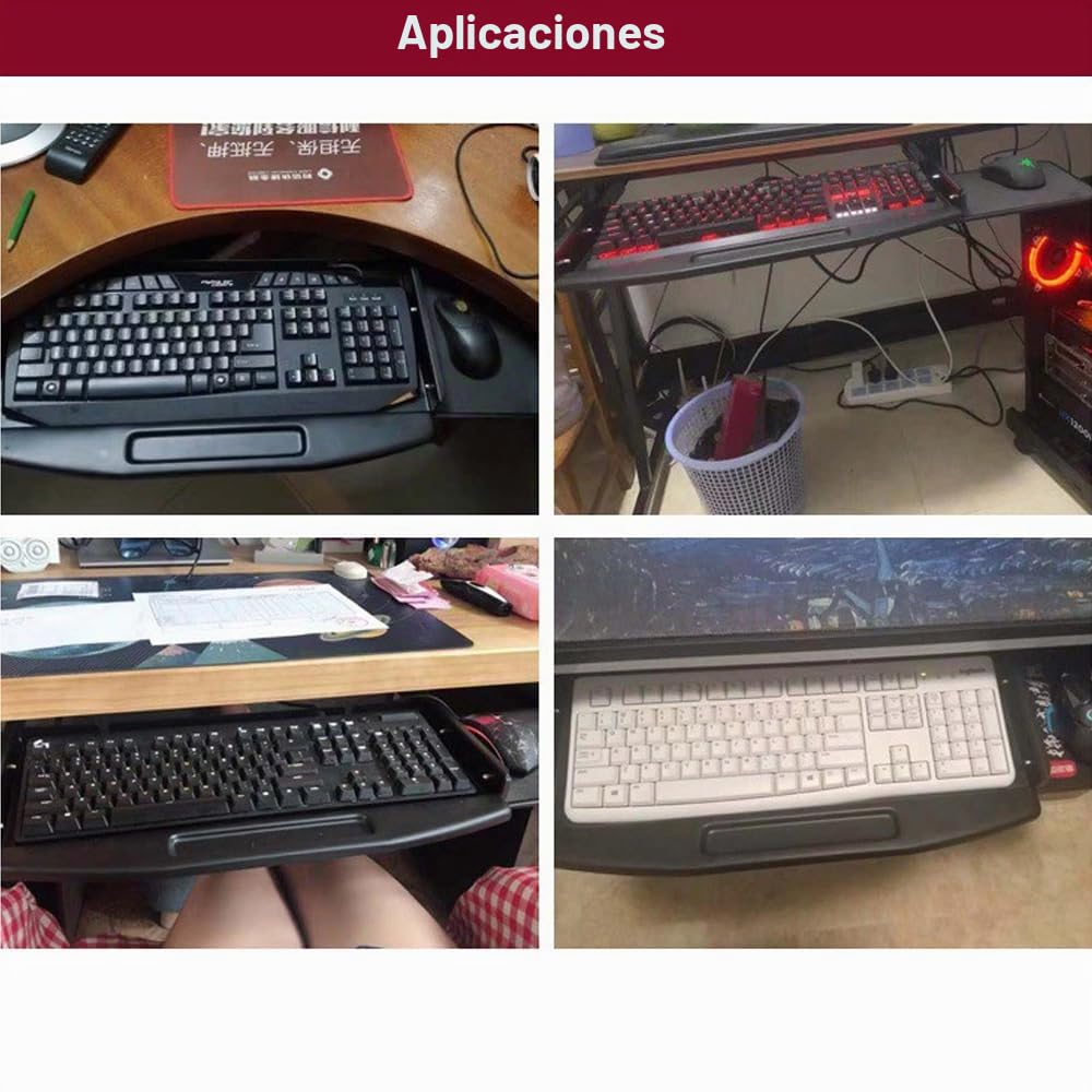 Bandeja Para Teclado Debajo Del Escritorio Con Alfombrilla Para Ratón, Ahorra Espacio, Fácil De Instalar, Resistente Y Robust, Bandeja De Teclado Deslizable Para El Hogar O La Oficina, Etc