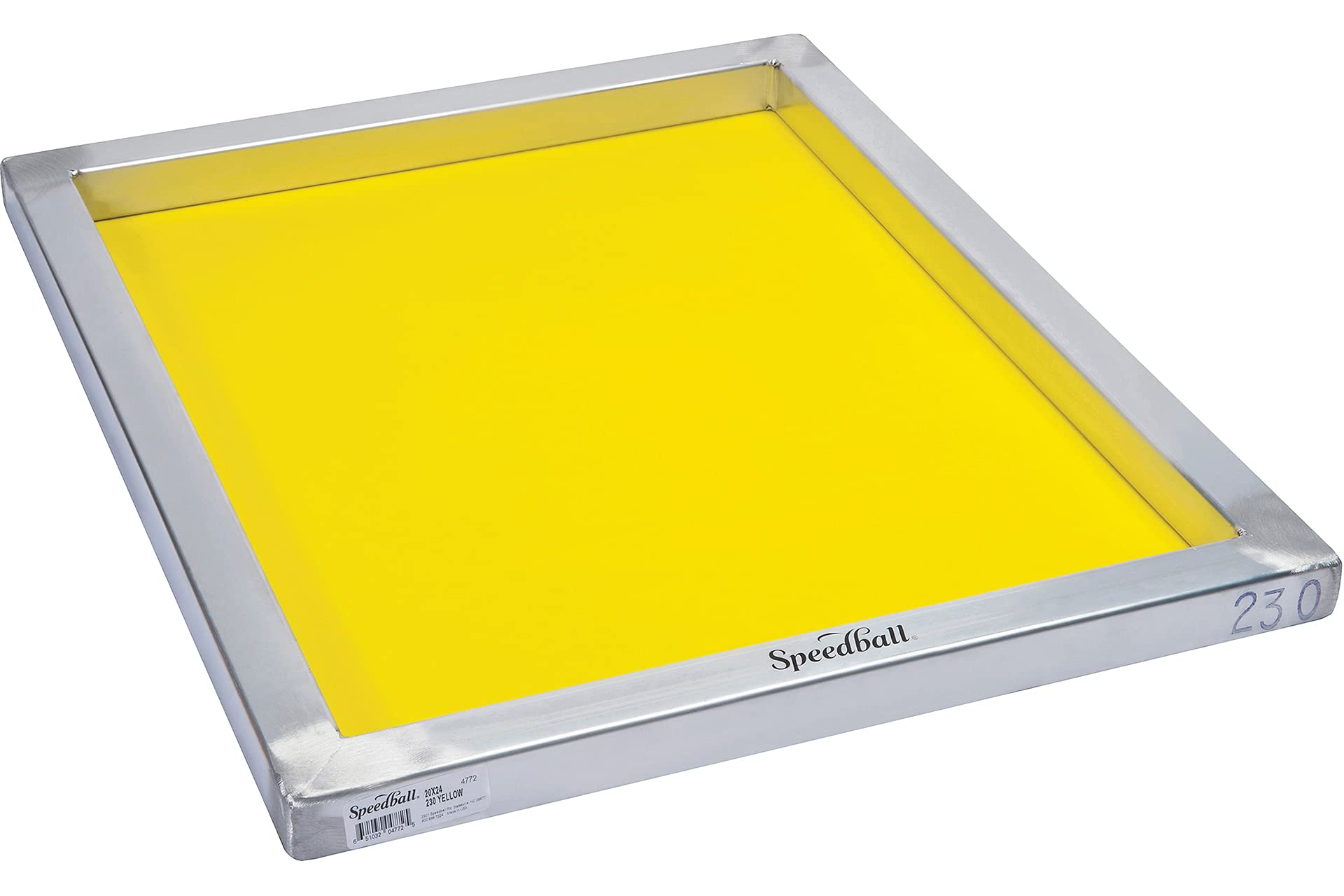 Speedball Aluminum Screen Printing Frame, 20 X 24 inches, 230 Mesh Count, Yellow (004772)