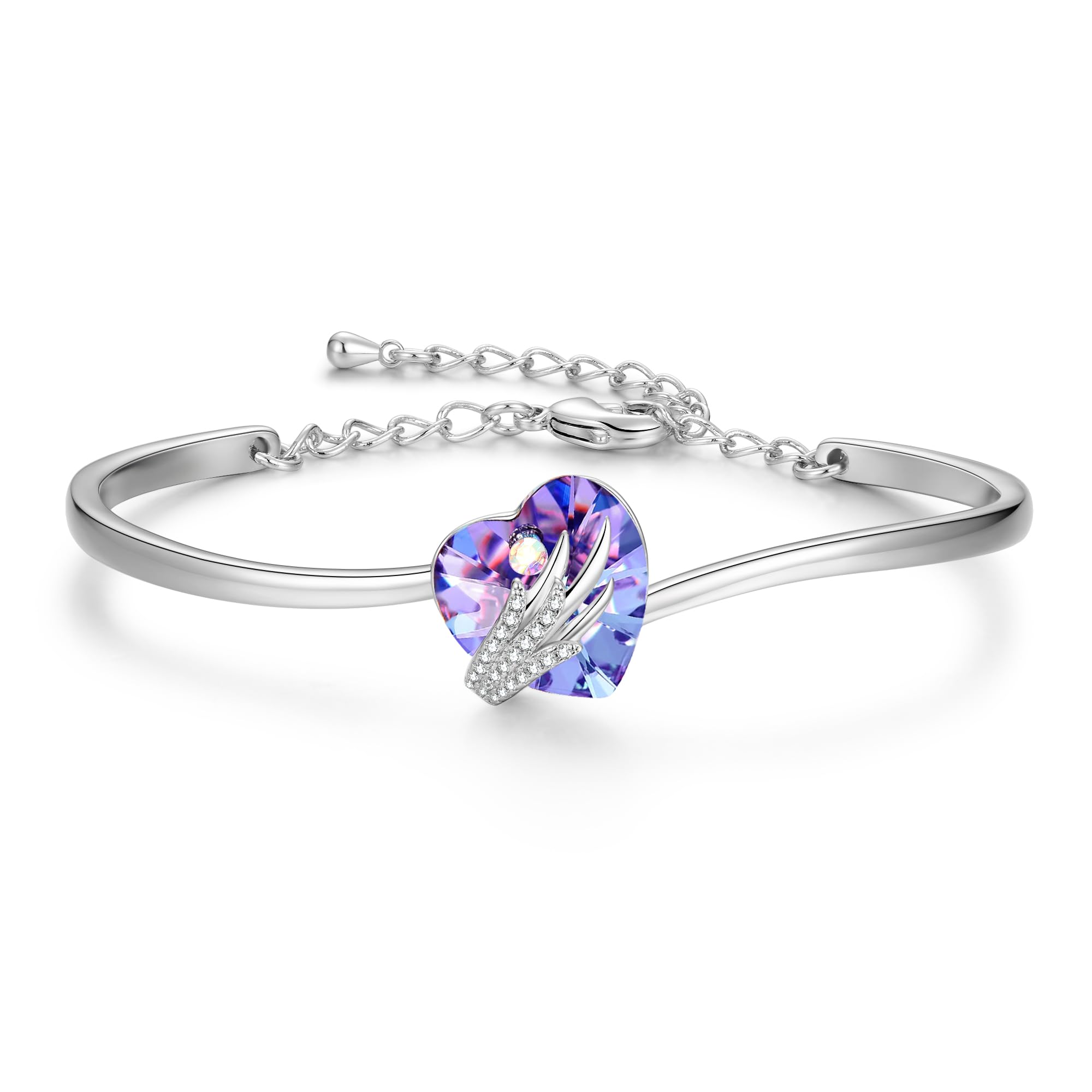 Praelinos Angel Wing Love Bracelet Austria Crystal White Gold Plated Bangle