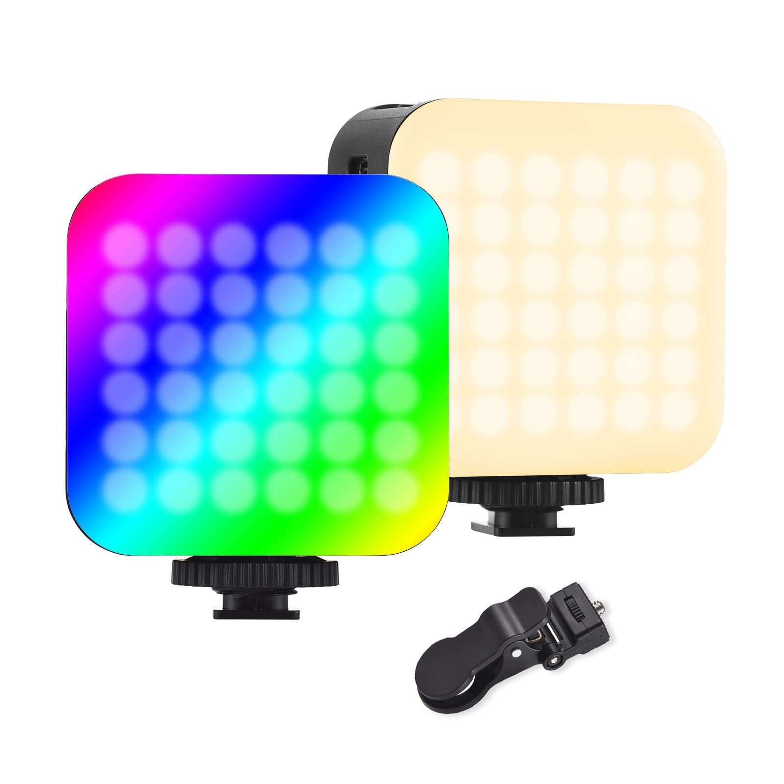 Eacam Double-Sided LED Fill Light Clip-on Pocket RGB Video Light 2500K-9000K Dimmable 24 Scene Lighting Effects Built-in Battery with Screen Clip for Vlog Selfie Live Streaming Conference Lighting