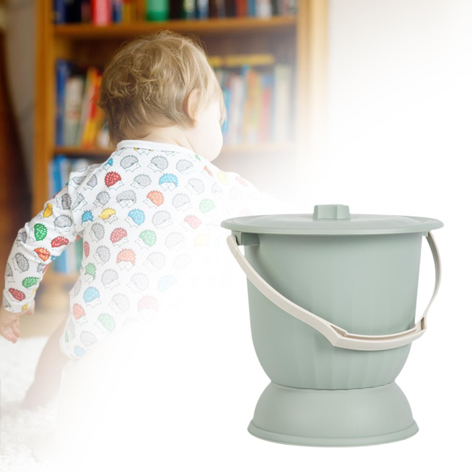 Fenteer Vasino Secchio Sputacchiera con Coperchio Vasino Padella Portatile per Bambini Adulti, Verde