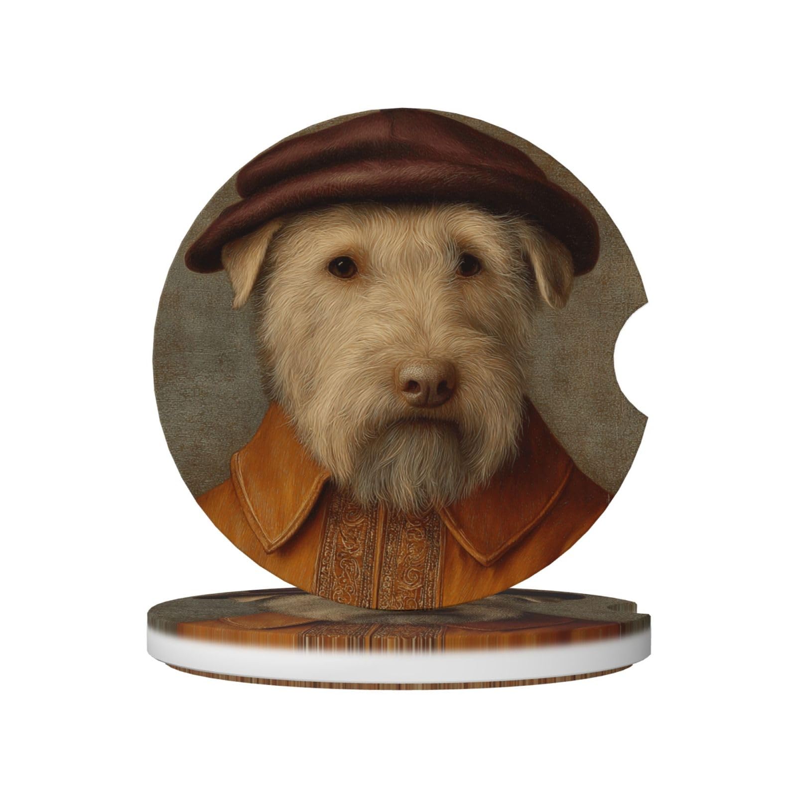 Dog Wearing A Brown Hat Ceramic Coasters,2pcs