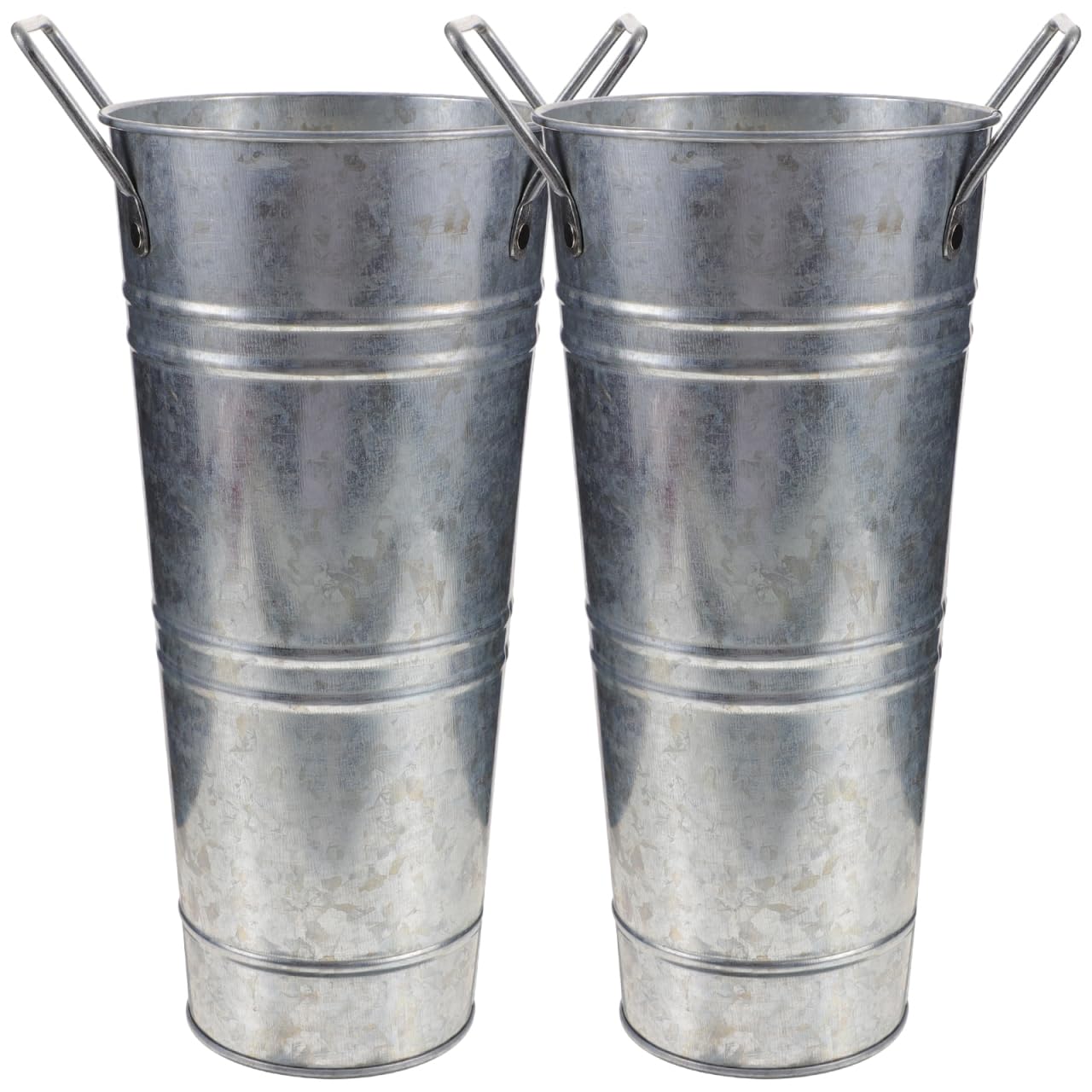 Cabilock Cubos De Flores Galvanizados Vintage De Metal 9.05X4.33 Pulgadas con Asa Antigoteo para Decoracion Hogar Jardin Y Jarrones Metalicos