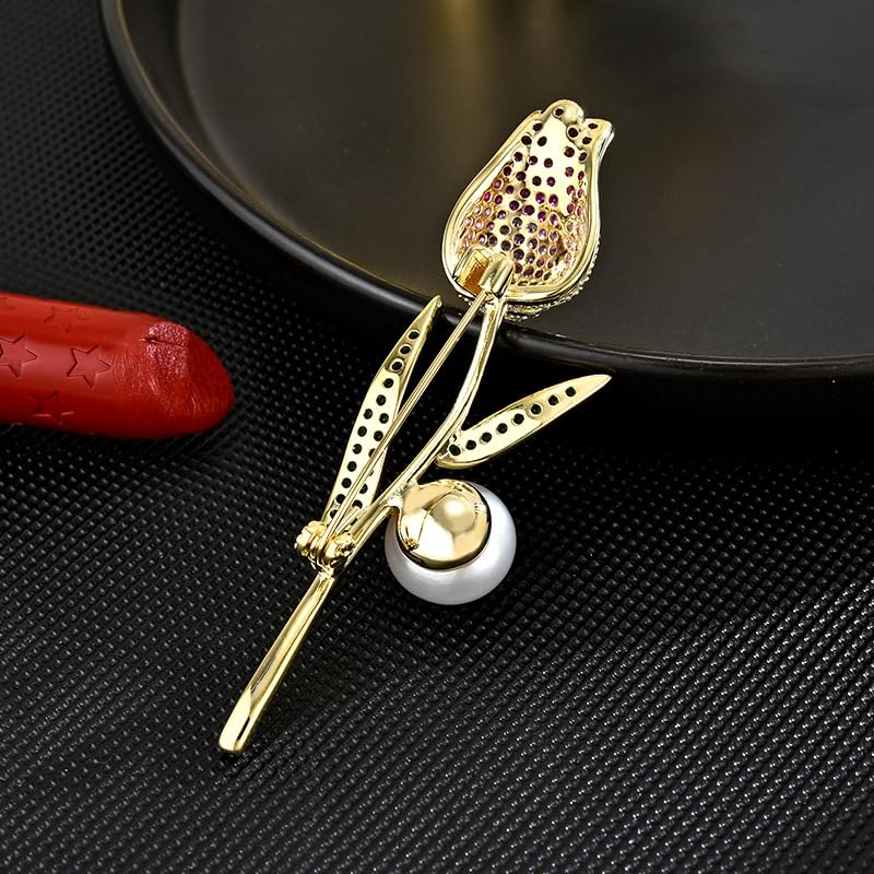Image of Flower Brooch Pin Gold-Plated Enamel Brooch Lapel Pins Flower Jewelry for Women