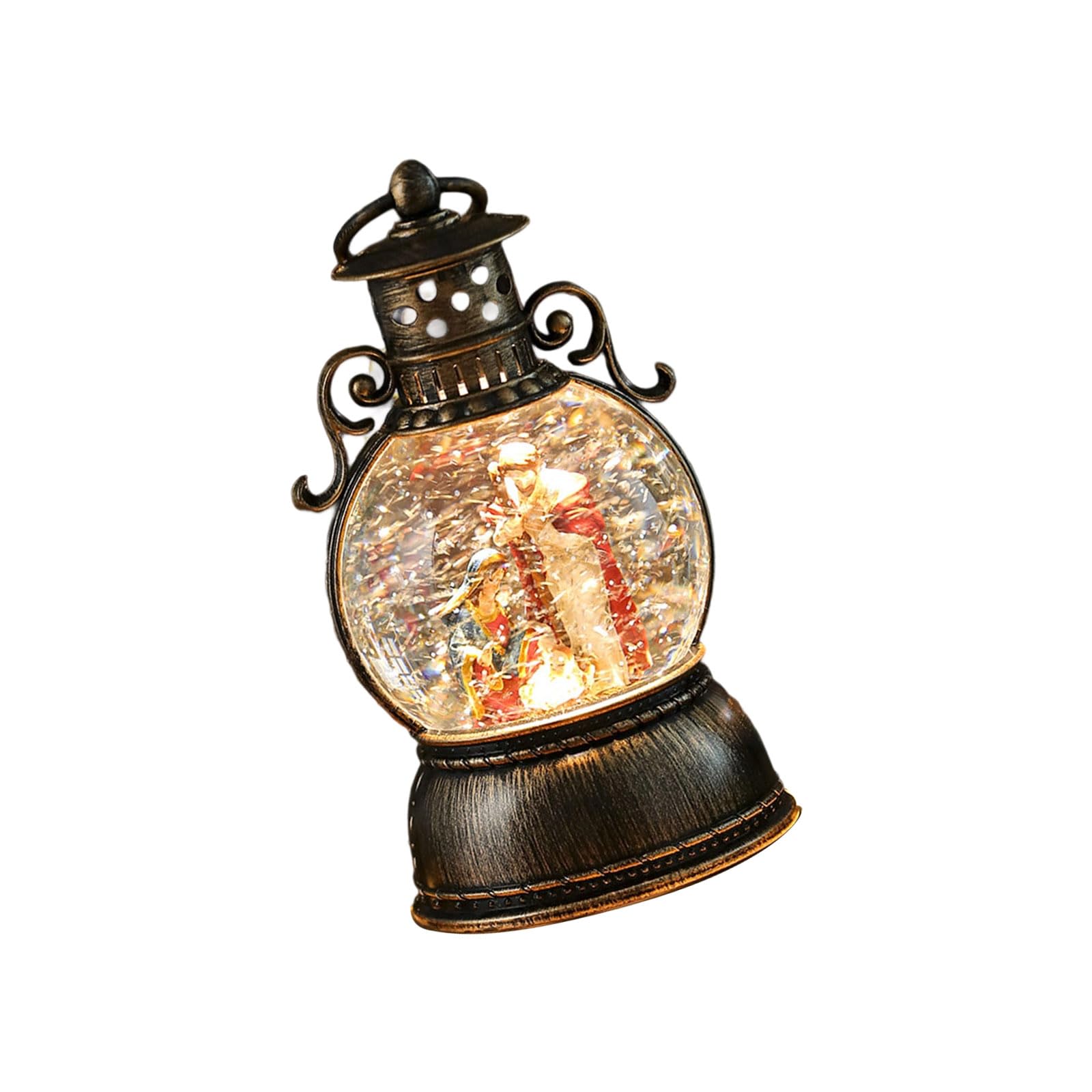 Elnwnnkc D Christmas Resin Ornament With Music Snowfalls Effect An Le Light Festival Santa Ecoration For Home Party Multicolor Christmas Home Tabletop
