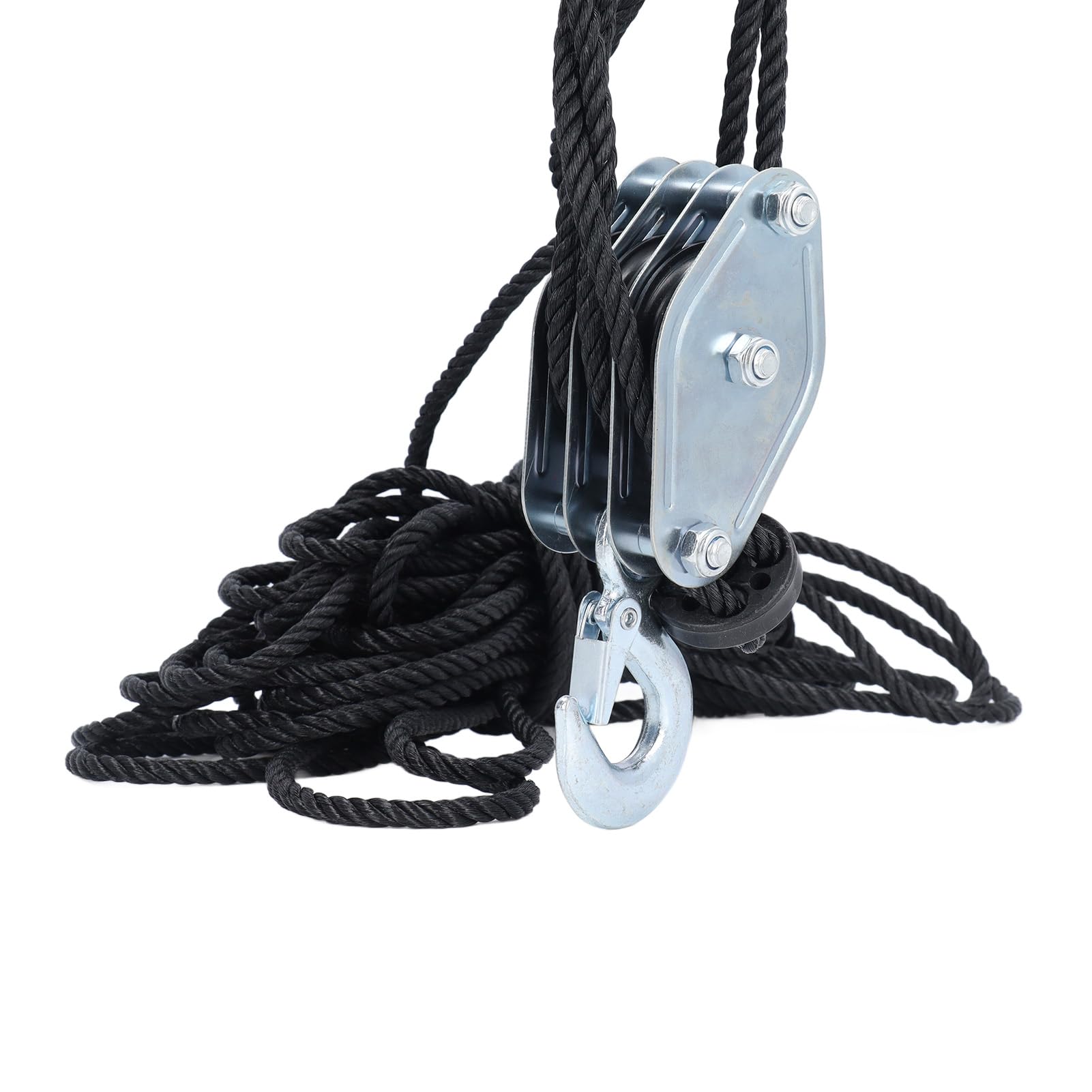 Snapklik.com : Rope Hoist Pulley System 4400lb Pulley Block And Tackle ...