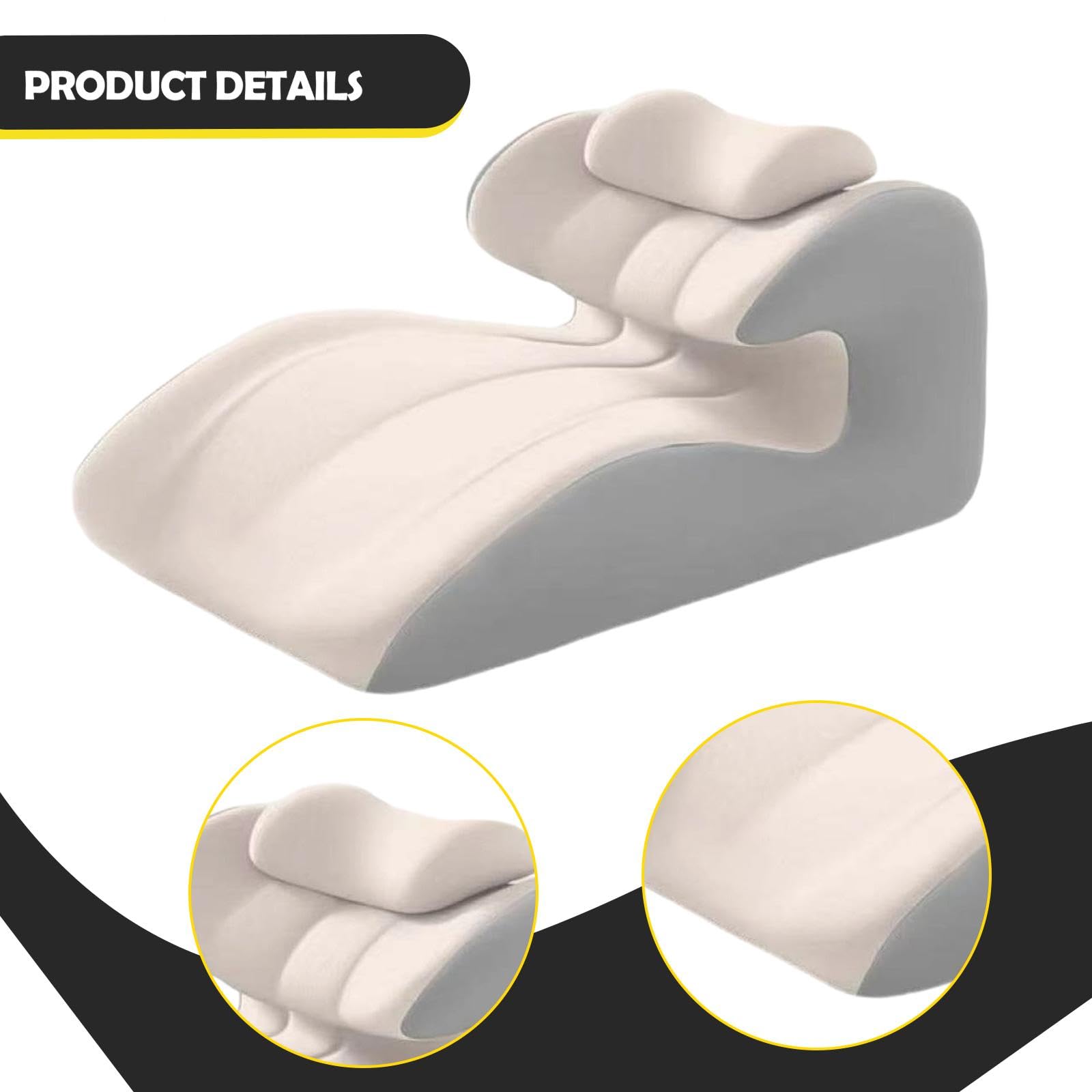 Almohada para Piernas Cojín Elevador de Pies Almohada Ortopédica Soporte para Cuello Estructura Ajustable Espuma Viscoelástica Adecuada para Oficina R, Beige Y Gris, tal como se describe