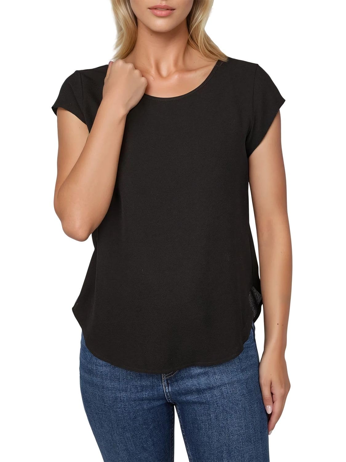 ONLY Tshirt Damen Regular Fit ONLVIC 2er Pack Rundhals Kurzarm Bluse Top Sommer Basic Muster Einfarbig Weiß Schwarz Grün Rose Blau 34 36 38 40 42 44