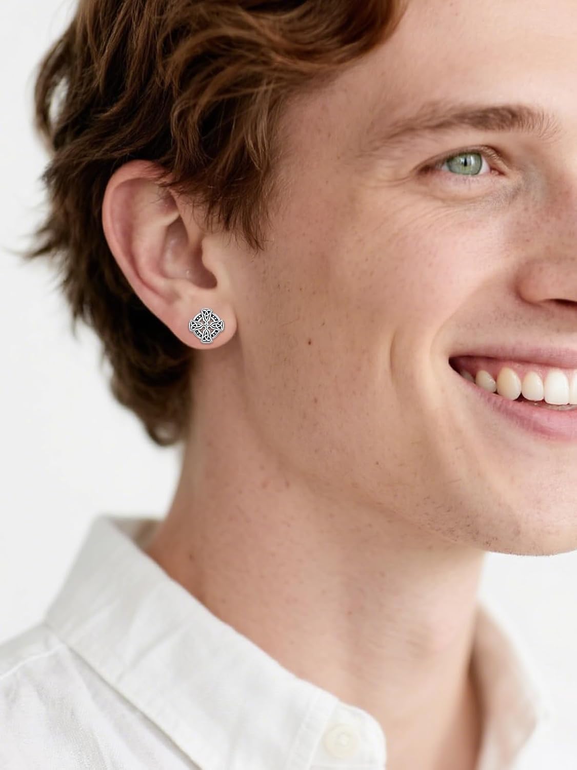 925 Sterling Silver Blue/Withe Zircon Earrings Celtic Knot Earrings Trinity Stud Earrings Hypoallergenic Punk Jewelry Gifts for Women Men Birthday Anniversary