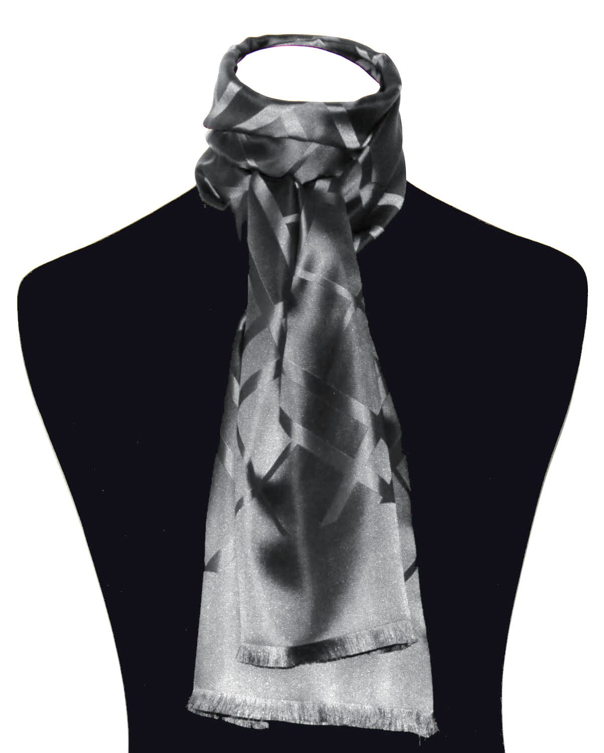 Lorenzo Cana Herrenschal aus 100% Seide aufwändig jacquard gewebter Damast Seidenschal Seidentuch Tuch silber-grau 25 cm x 160 cm 8921111