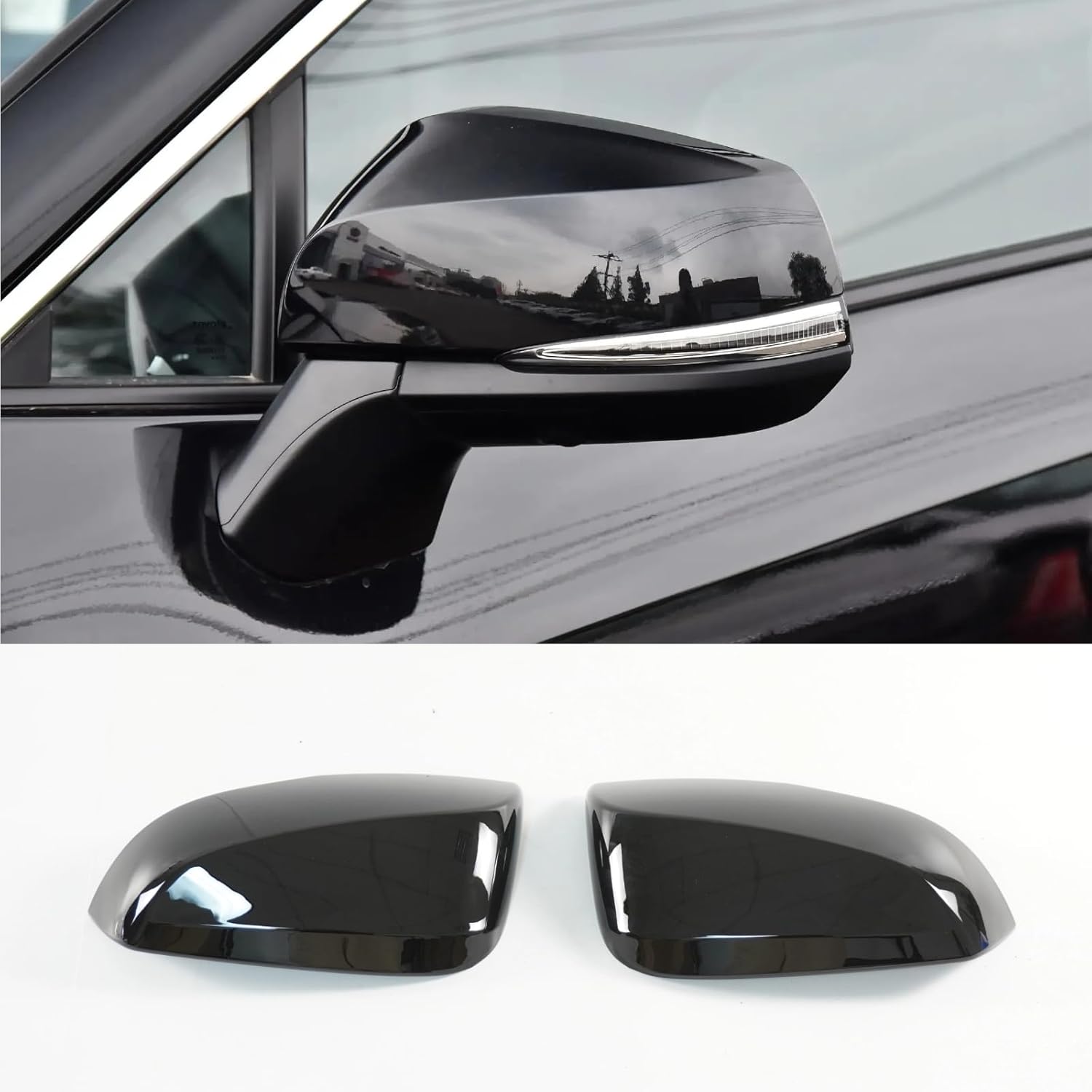 2Pcs Rearview Mirror Guard Cover Glossy Black for RAV4 2019-2025 Rear Side Mirror Cover Exterior Accessories