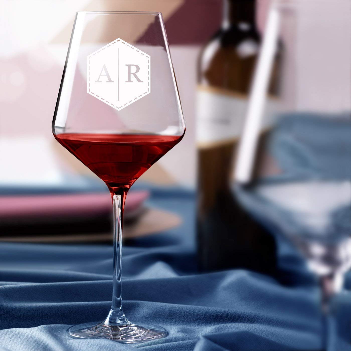 Maverton Calici da vino Avant-Garde - incisione personalizzata - 490 ml - set da 6 pezzi in vetro - ideale per vino rosso e bianco - regalo di matrimonio unico per la coppia