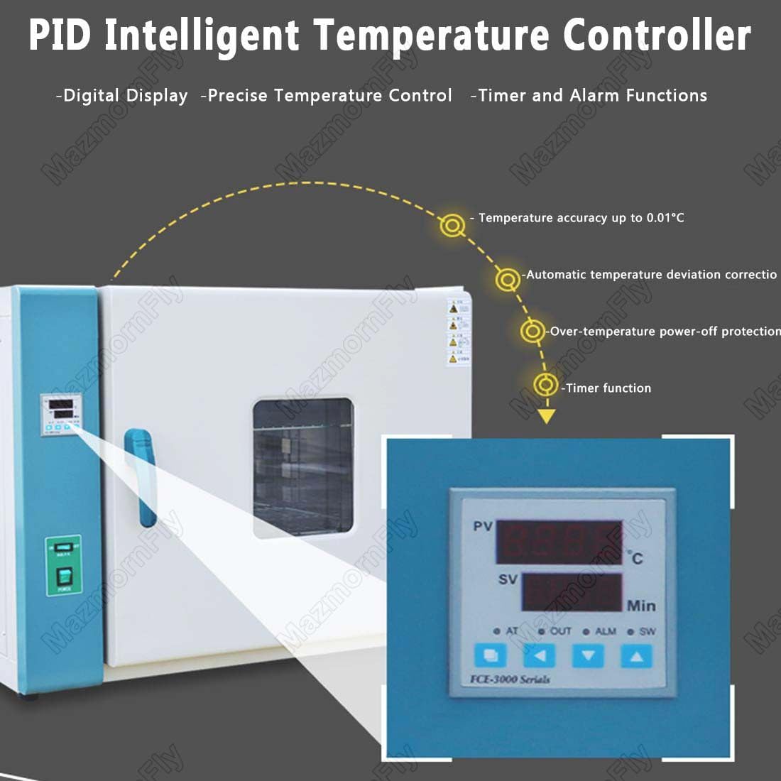 Horno de secado industrial de laboratorio de 20 l, 500 W/800 W, horno digital de convección de aire forzado para calefacción, laboratorio, uso industrial