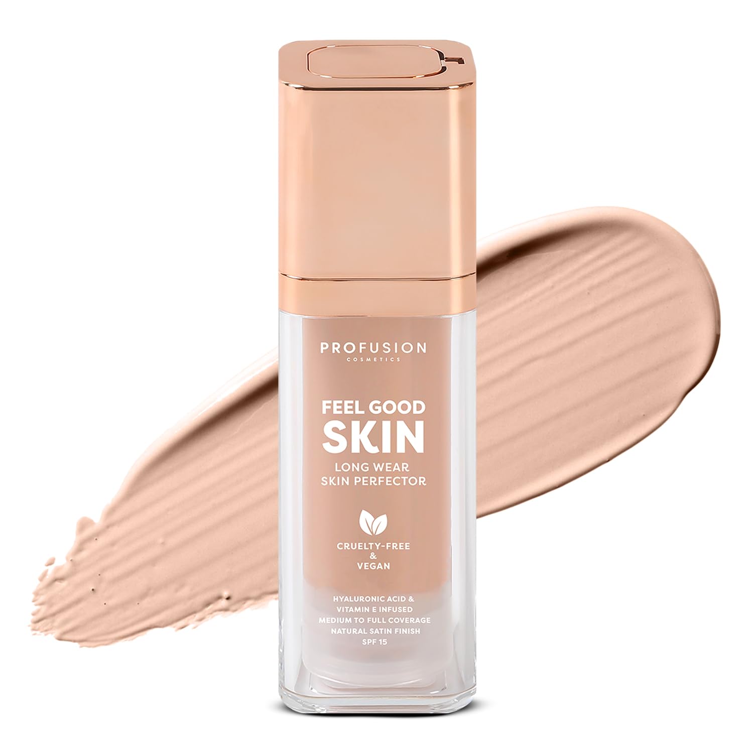 Profusion Cosmetics Feel Good Skin Foundation Radiant Satin Finish Buildable Coverage with SPF 15 Sun Protection Hydrating Lightweight