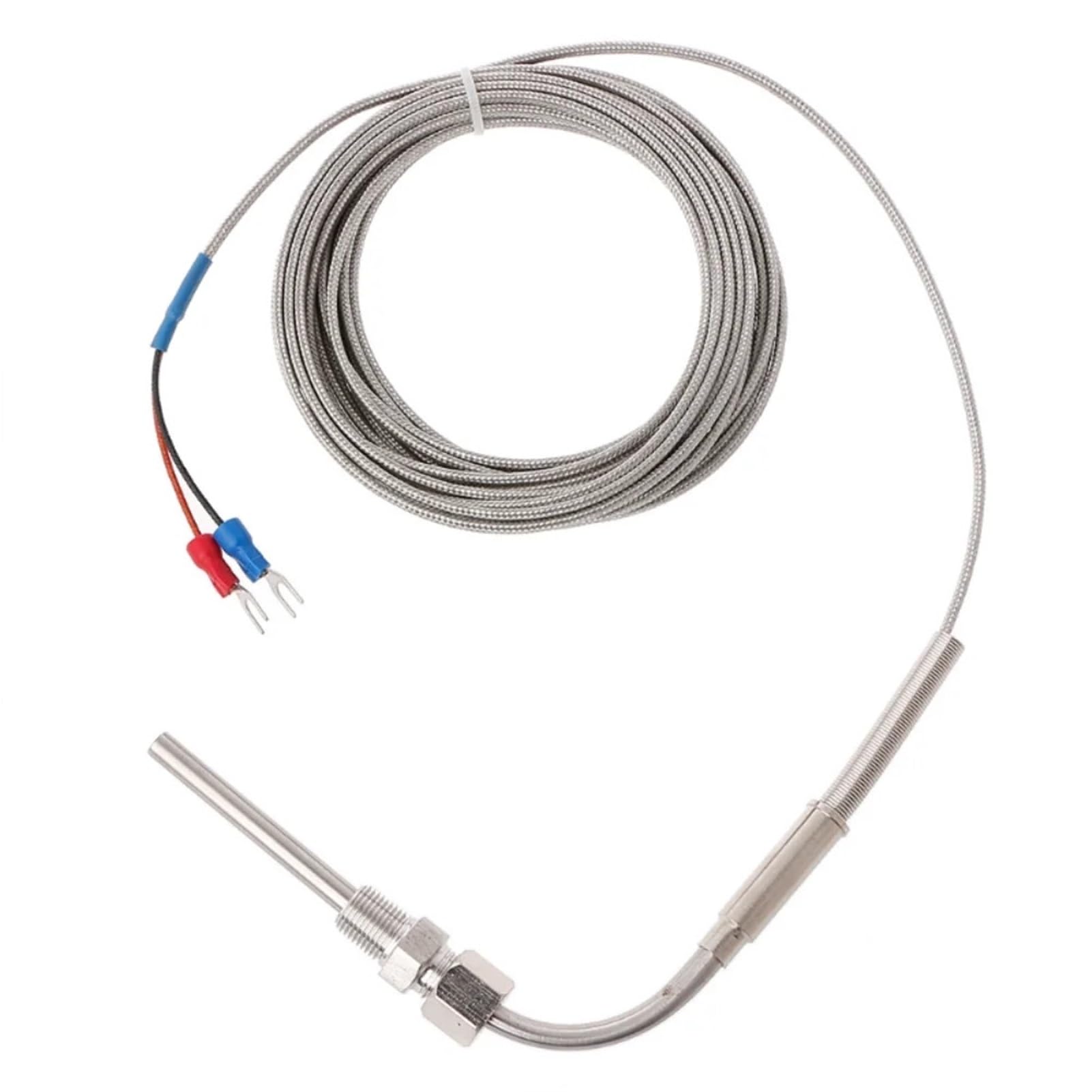 Sensores de temperatura de acero inoxidable de -100 ~ 1250 °C, termopar tipo K/PT100 para sonda de temperatura de gas de escape de motor, 1 m ~ 10 m (PT100 tipo 5 M)