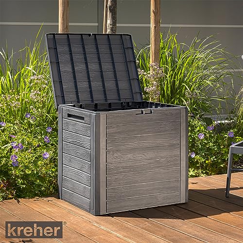 Kreher Kompakte Kissenbox/Aufbewahrungsbox in Anthrazit mit 140 Liter Volumen. Robust, abwaschbar und einfach im Aufbau!